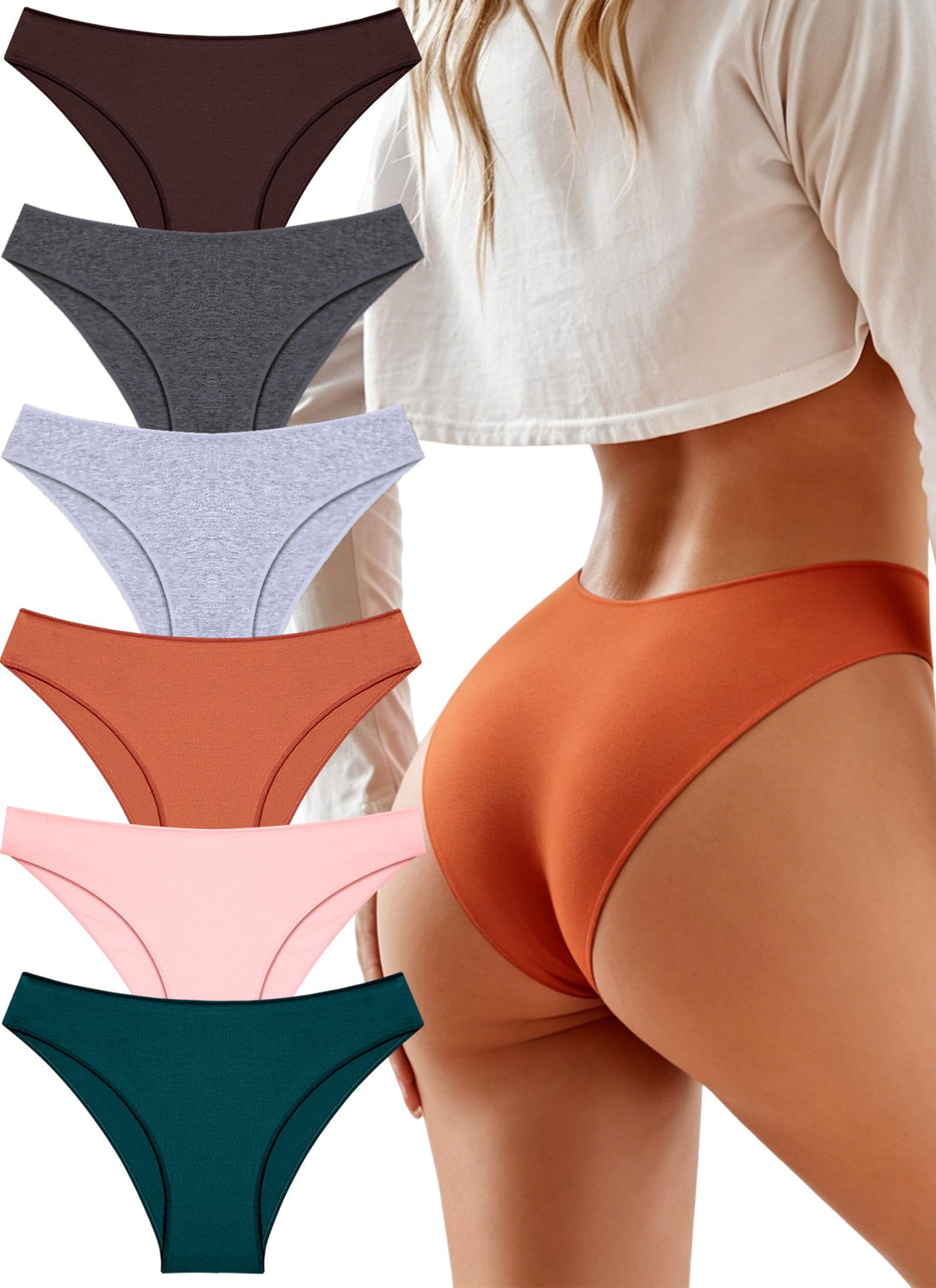 UNDER THE SEA Cotton Underwear for Women 6 Pack Sexy Bikini High Cut Breathable Cheeky Panties Underwear Womens Lingerie