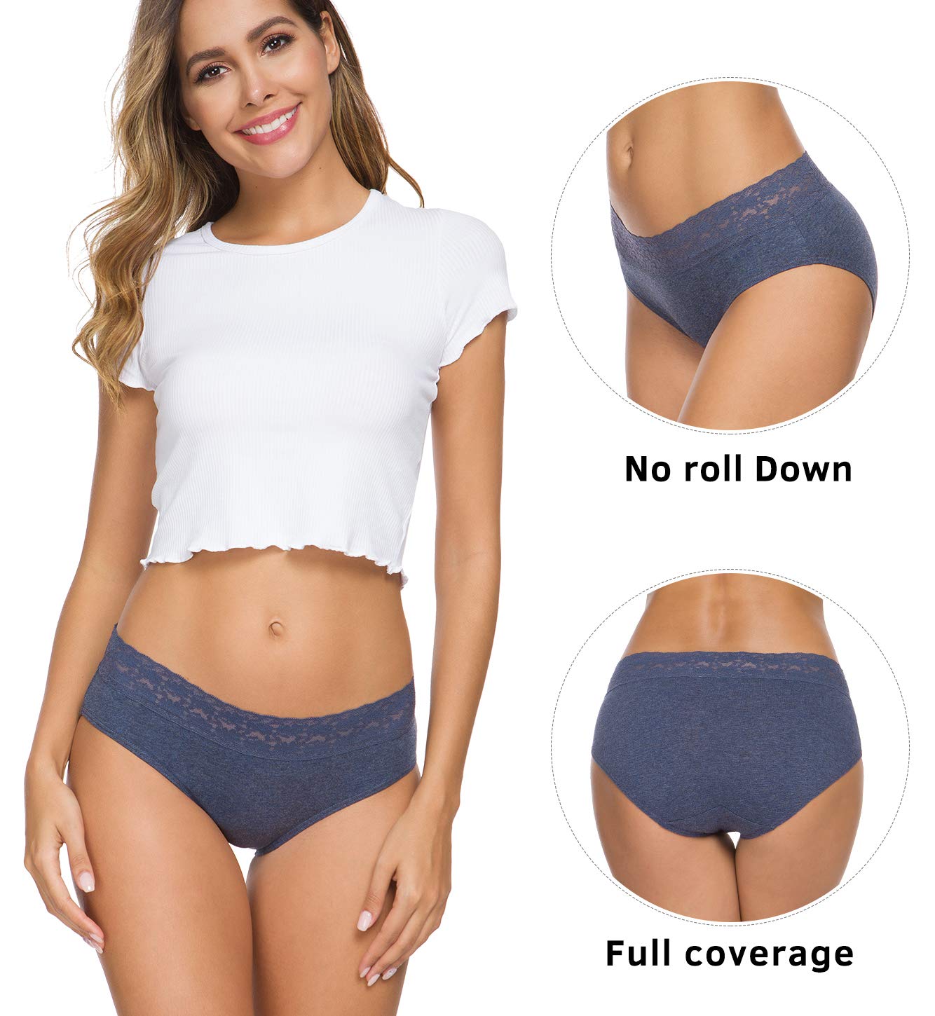 Hipster Panties for Women Underwear Lace Bikini Hip-huggers Panties 5 Pack