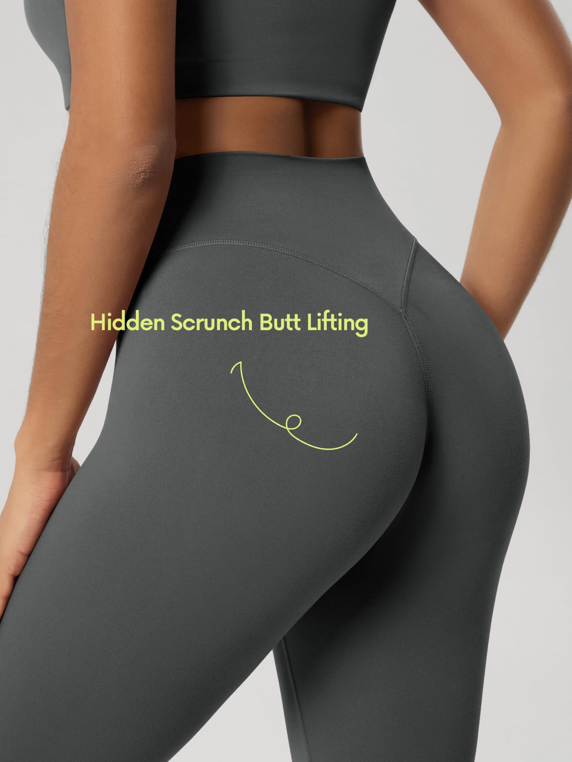 ODODOS Hidden Scrunch Butt Lifting Leggings for Women - 25" / 27" / 29" No Front Seam High Waist Booty Sculpting Yoga Pants