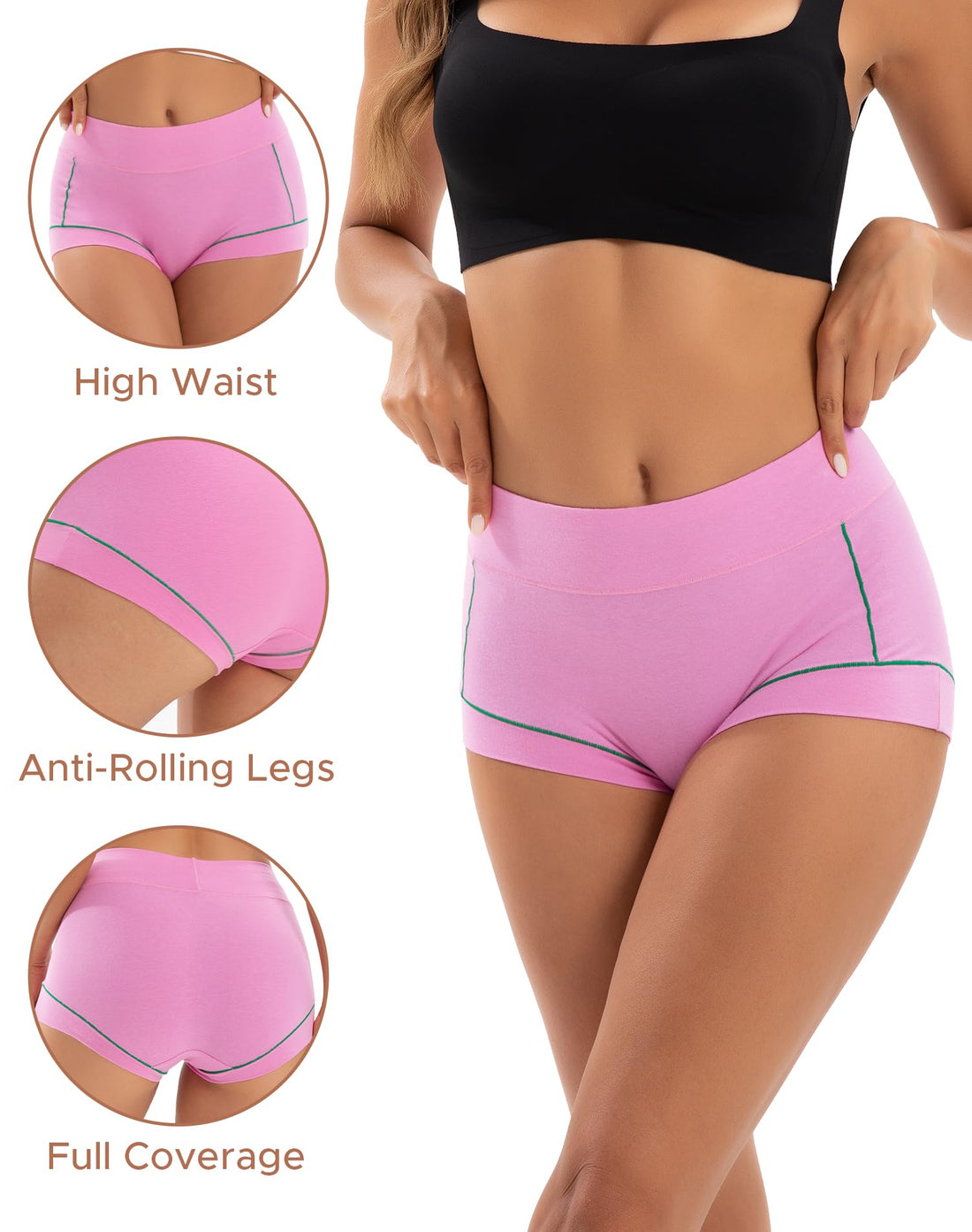 INNERSY Women's Cotton Boyshorts Underwear Soft Boxer Briefs 4-Pack