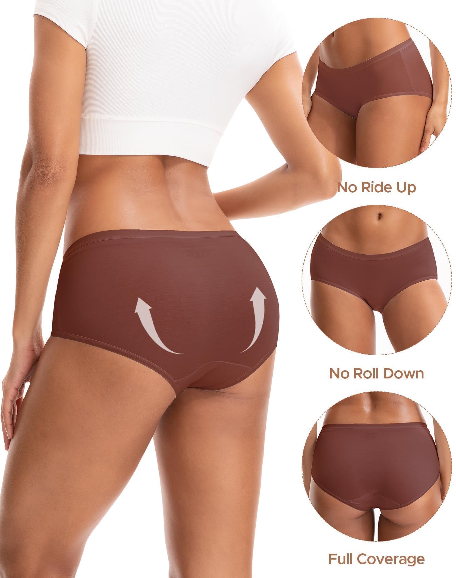 INNERSY Women's No Show Modal Underwear Quick Dry Panties 5-Pack