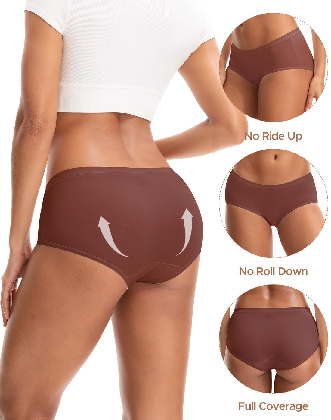 INNERSY Women's No Show Modal Underwear Quick Dry Panties 5-Pack