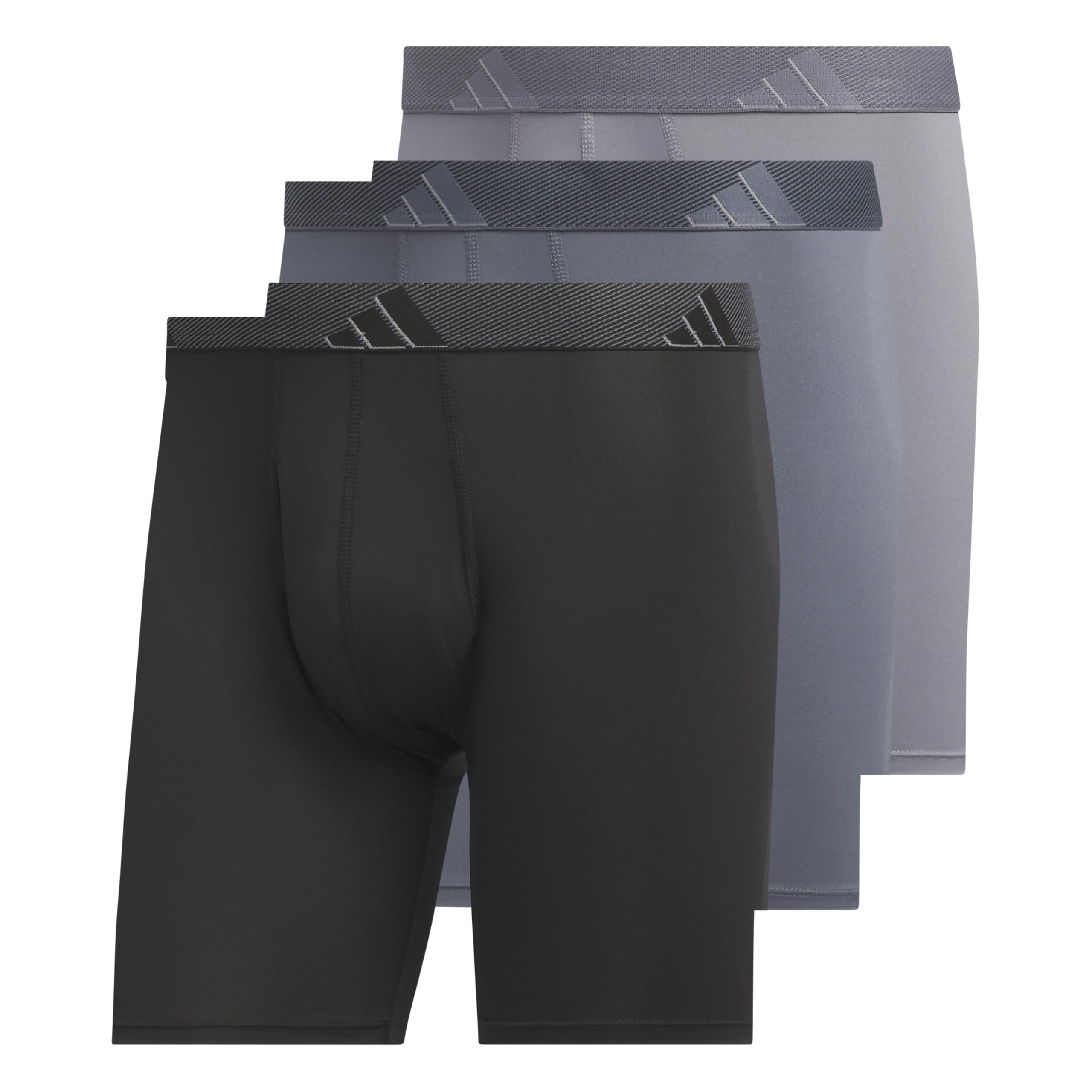 adidas Men's Microfiber Boxer Briefs (3-pack) performance Stretch Moisture-wicking Underwear