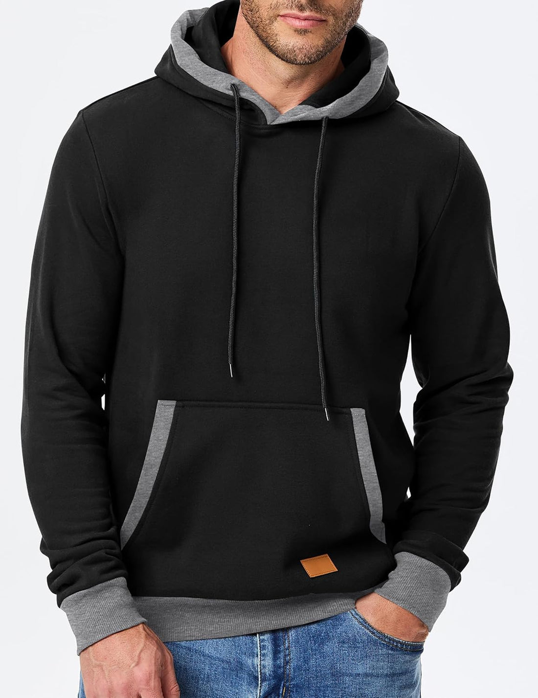 JMIERR Men's Hoodies Sweatshirts Casual Fleece Pullover Hoodie Pocket | Cotton, Casual Hooded, Drawstring, Fleece, Long Sleeve, Kangaroo Pocket, Fall, Winter, Warm Clothing