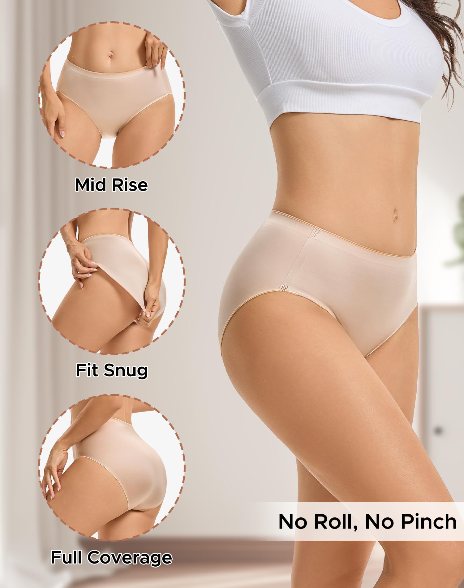 INNERSY Women's Underwear Silky Hipster Panties 3-Pack