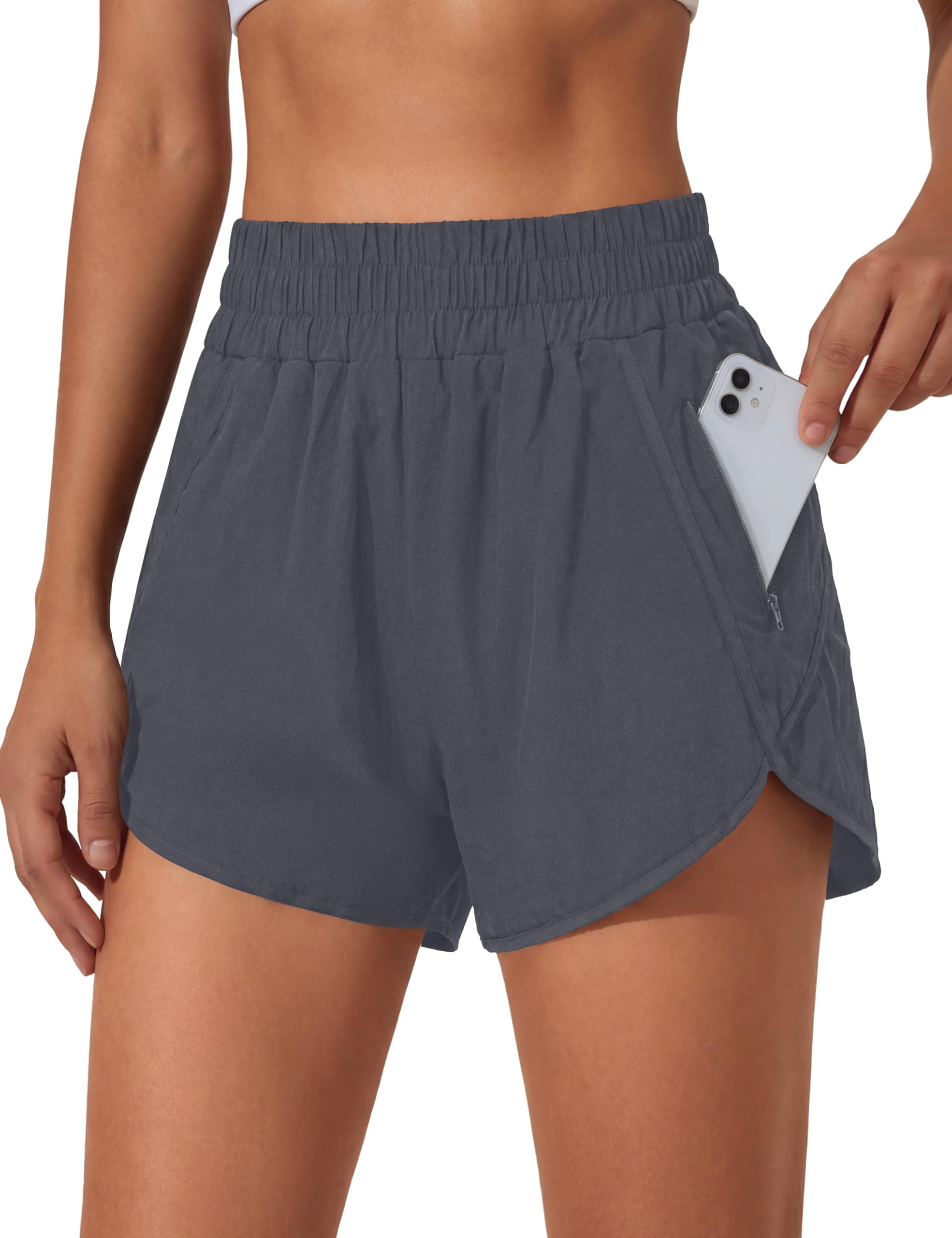 BMJL Women's Running Shorts Elastic High Waisted with Pockets, 2.5" Sporty Workout Quick Dry Athletic Shorts
