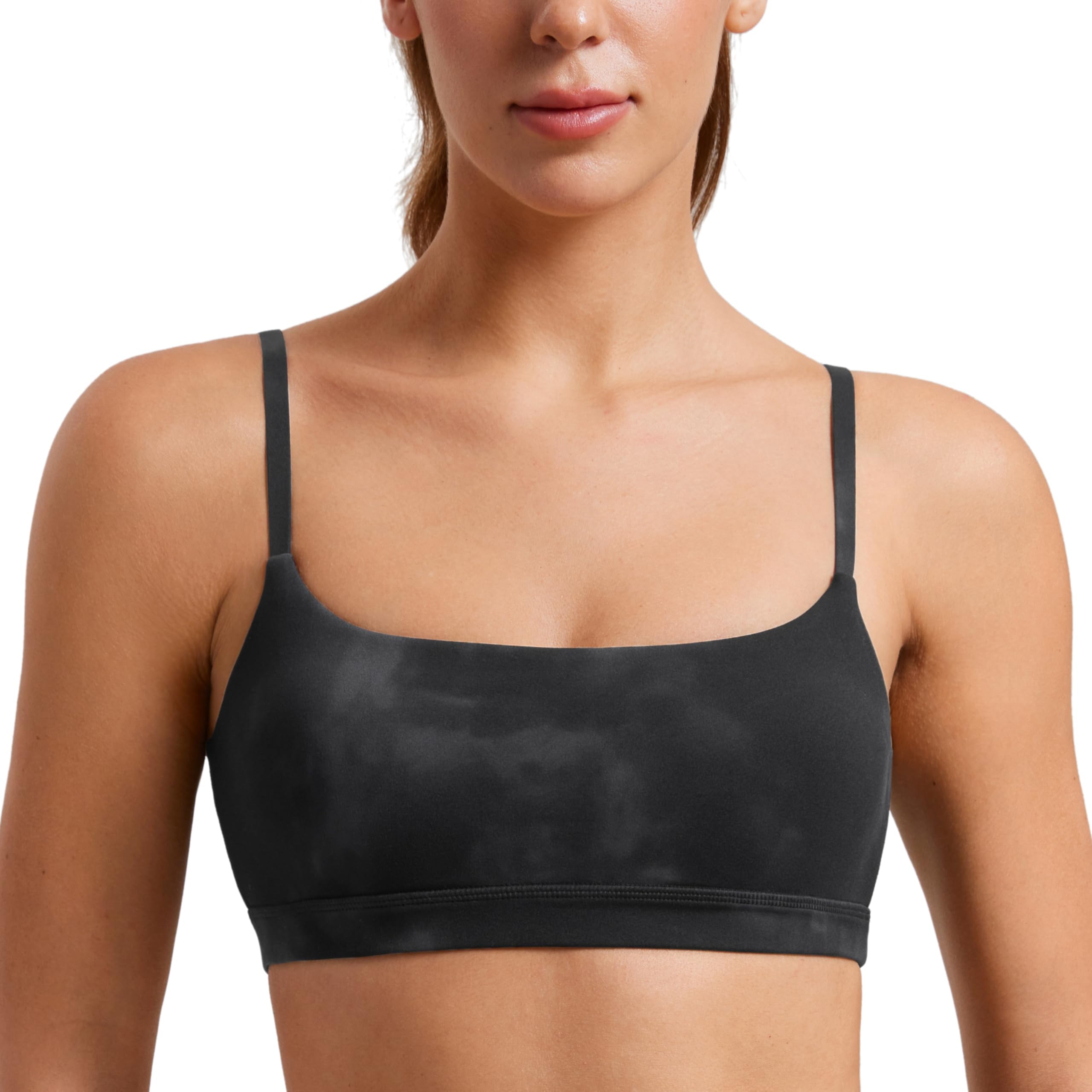 CRZ YOGA Butterluxe Scoop Neck Sports Bras | Light Support, Removable Pads, Yoga, Extremely Soft, U Back, Adjustable Spaghetti Straps, for Women