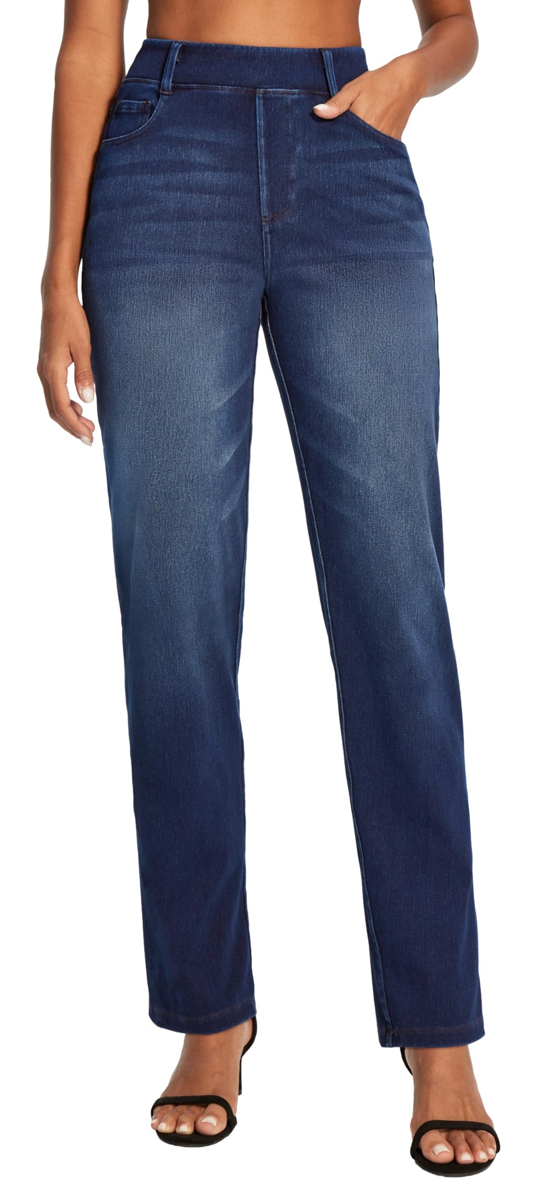 IUGA Straight Leg Jeans for Women Stretchy Pull On Sweatpant Jeans Women High Waisted Bootcut Jean Trendy Denim Pants
