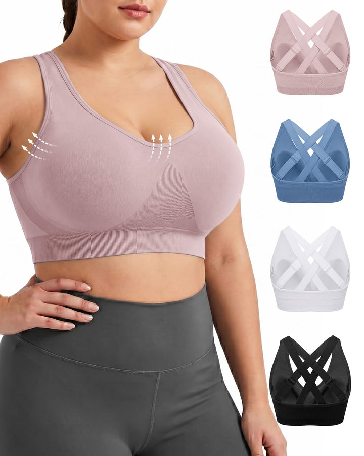 FITTIN Adjustable Sports Bra for Large-Bust: Adjust Support for Workout | No More Settling Dial in Your Perfect Fit Full Coverage No Spillage for Gym & Yoga - for C–DDD Cup Plus Size Large Bust Women