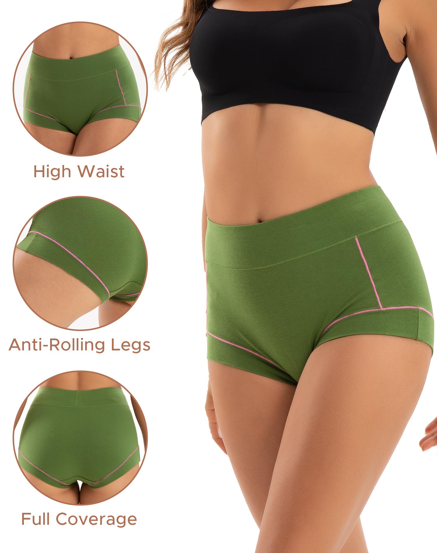 INNERSY Women's Cotton Boyshorts Underwear Soft Boxer Briefs 4-Pack
