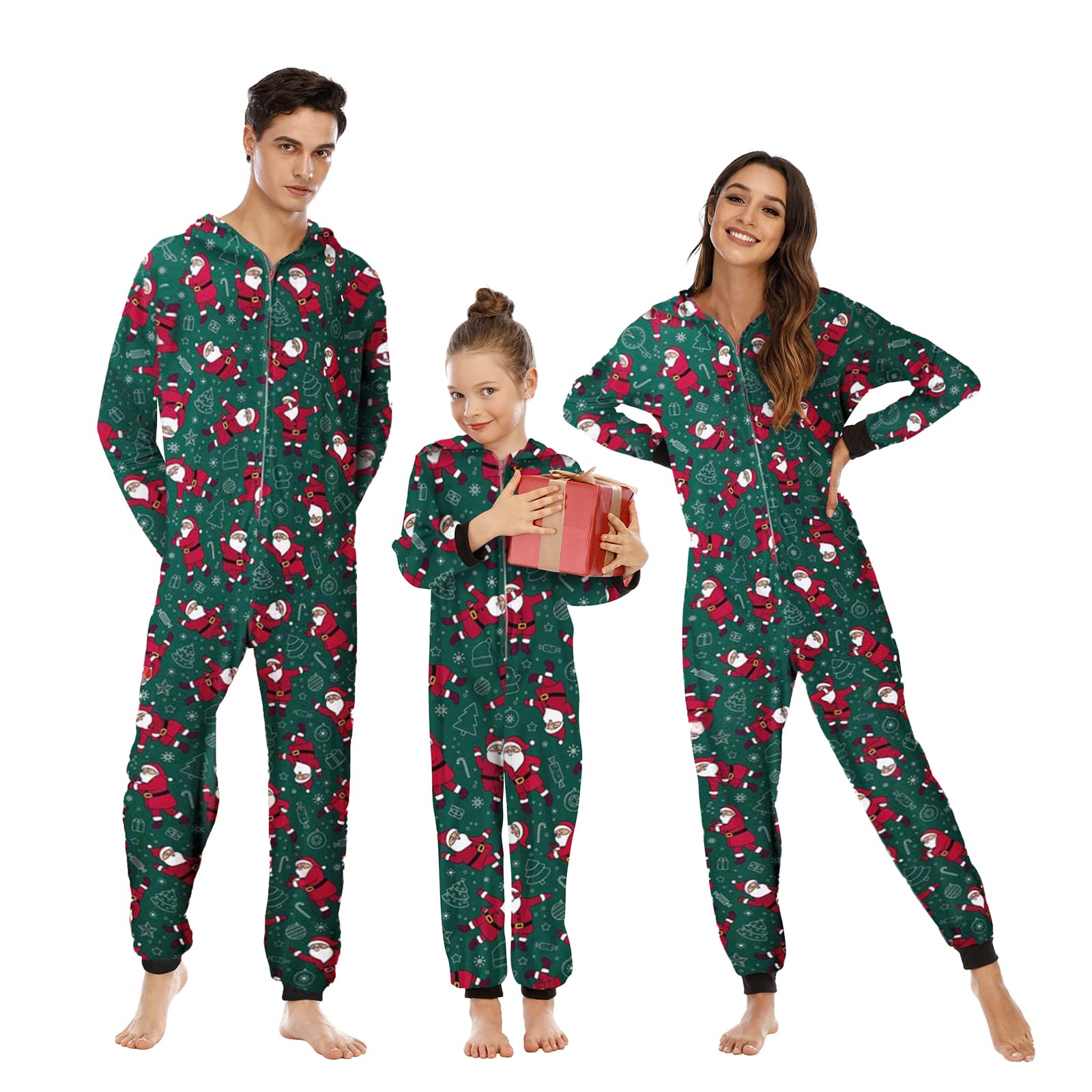 Neufigr Family Christmas Pajamas Matching Sets Cozy Stretch Hooded Jammies