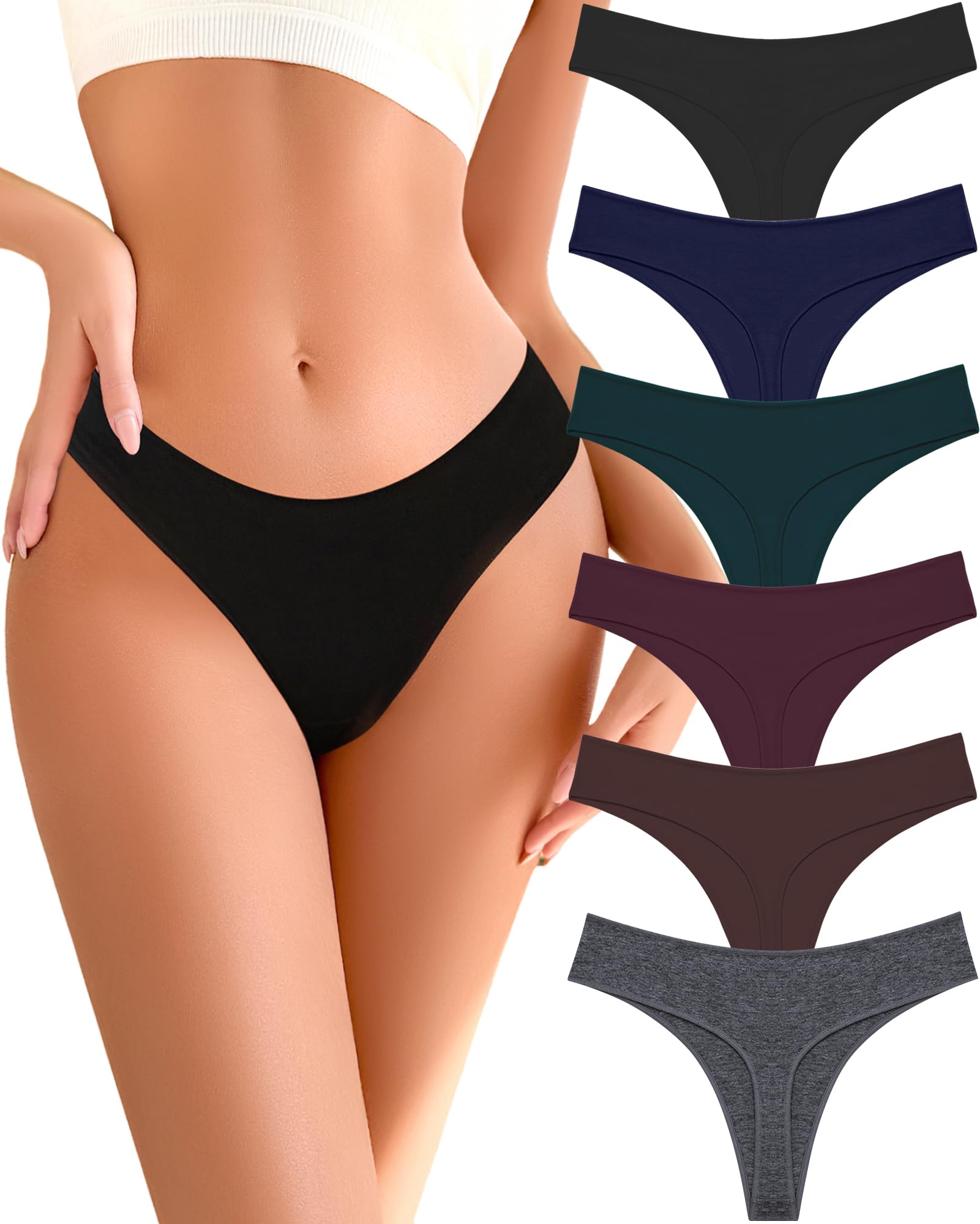 READY TO LOVE Cotton Underwear for Women Pack Breathable Thongs for Women Sexy Stretch Soft Womens Panties Thong XS-XL