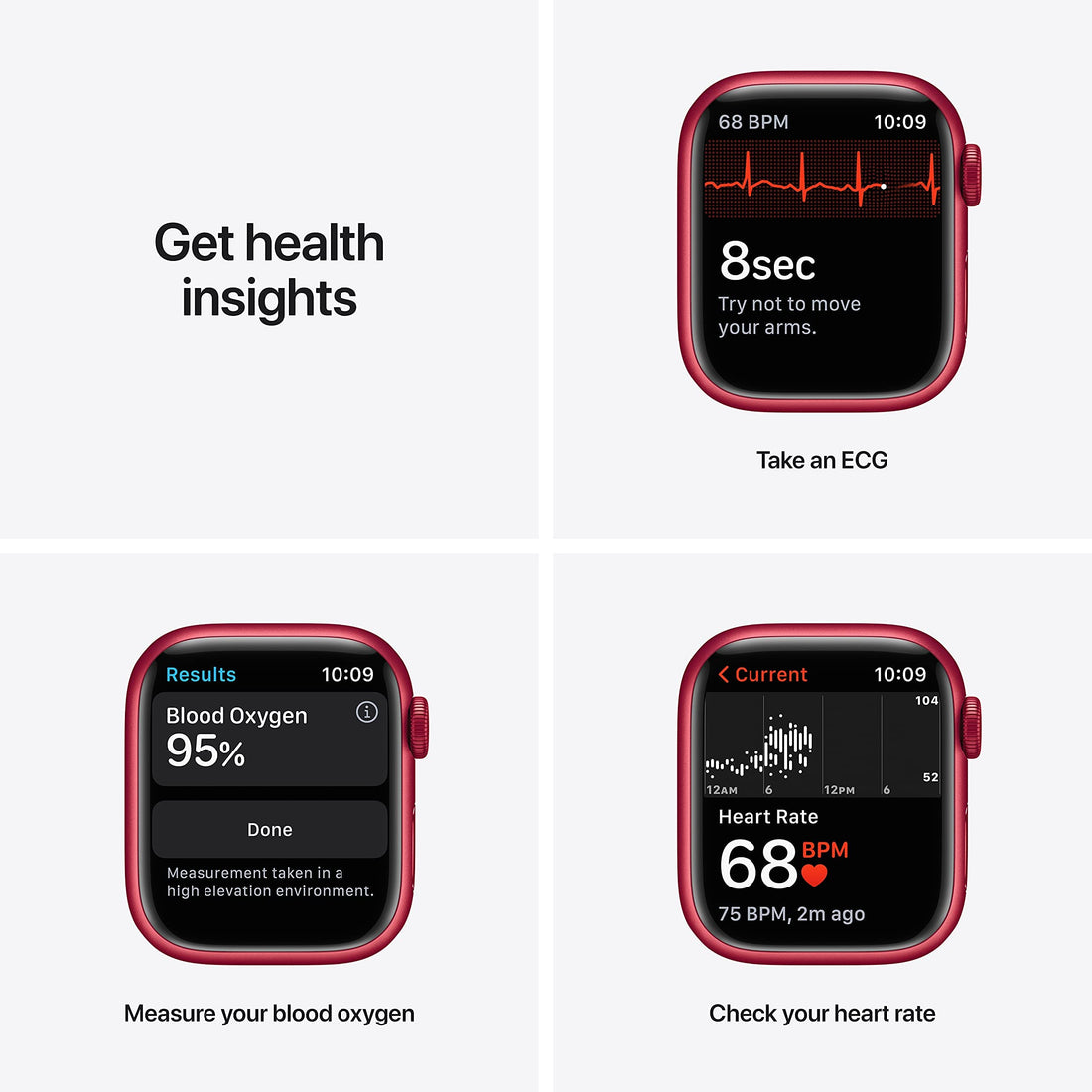 Apple Watch Series 7 (GPS, 41mm) Starlight Aluminum Case with Starlight Sport Band, Regular (Renewed)