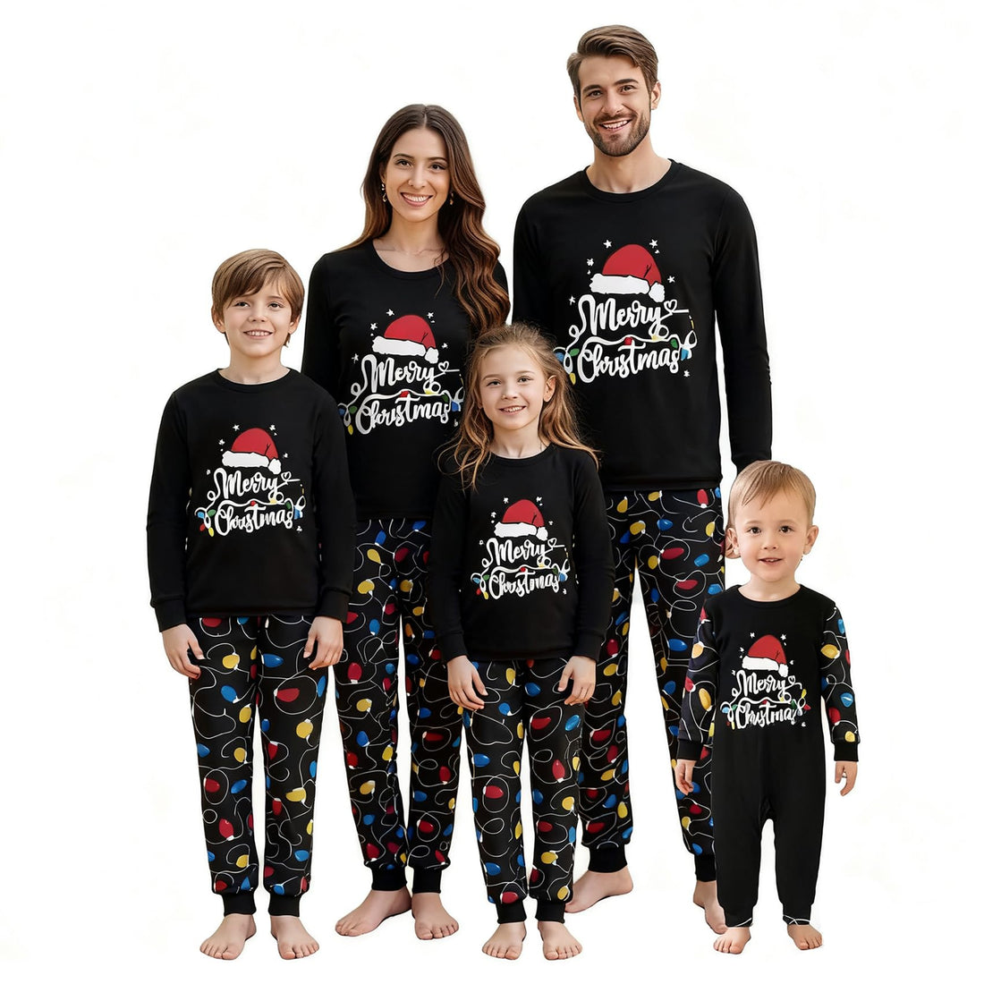 OAKFashion Christmas Family Pajamas Holiday Christma Pajama Family Matching Pjs Set Sleepwear Xmas Jammies