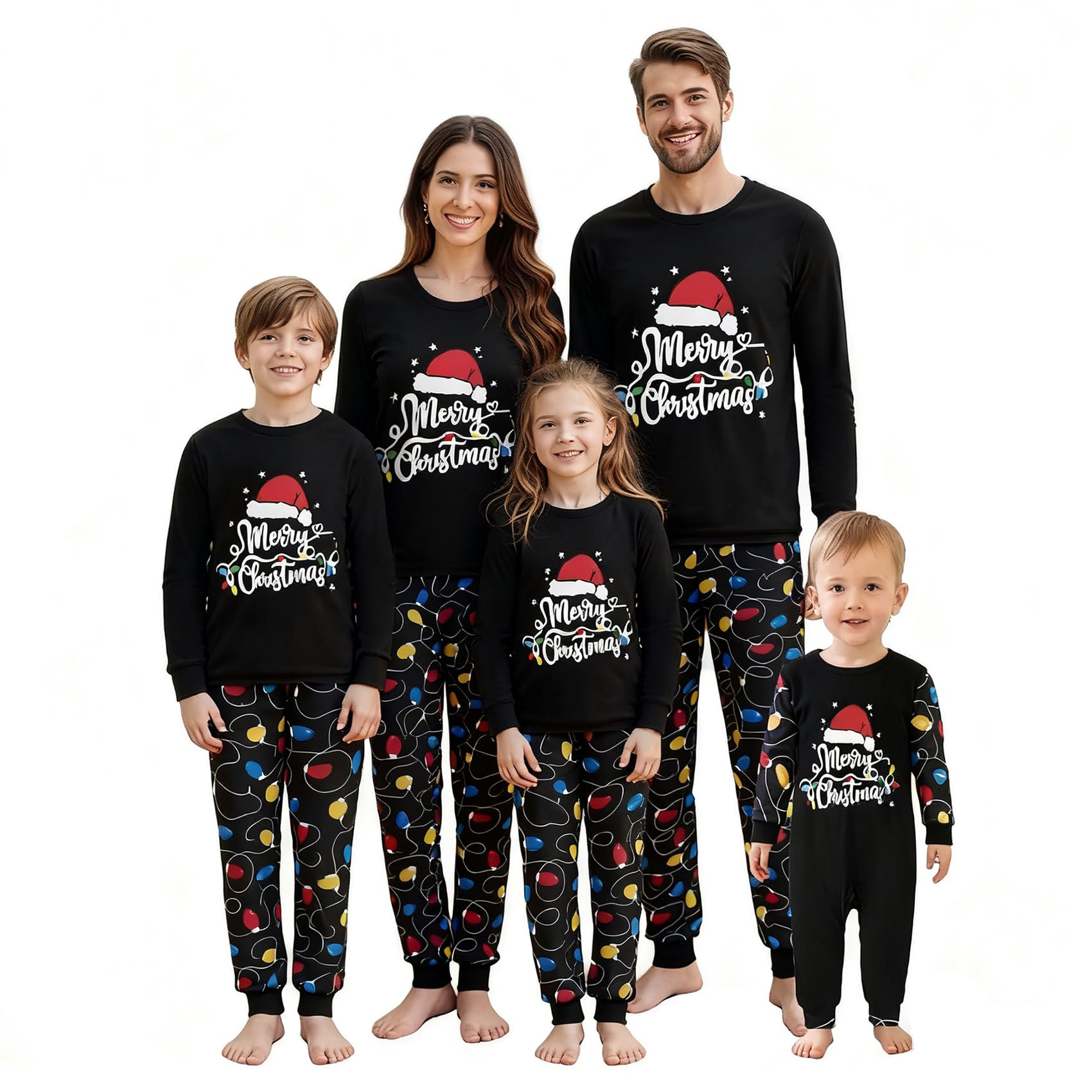 OAKFashion Christmas Family Pajamas Holiday Christma Pajama Family Matching Pjs Set Sleepwear Xmas Jammies