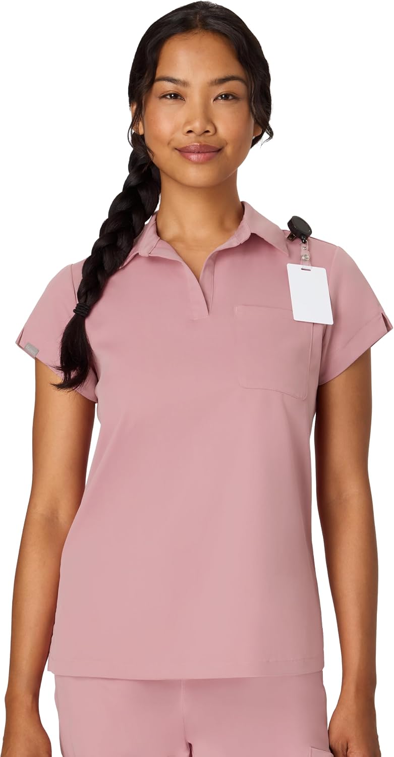 Hanes Women's Scrubs Top, Premium Polo V-Neck Moisture-Wicking Odor Control Women's Shirt