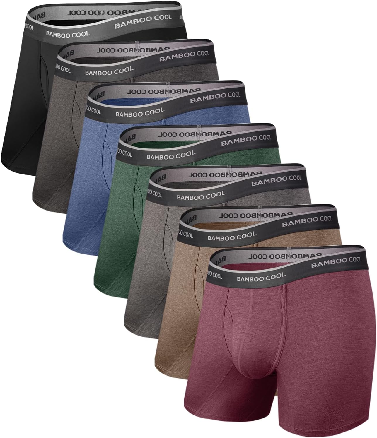 BAMBOO COOL Men's Underwear Boxer Briefs Soft Breathable Underwear (4 or 7 Pack)