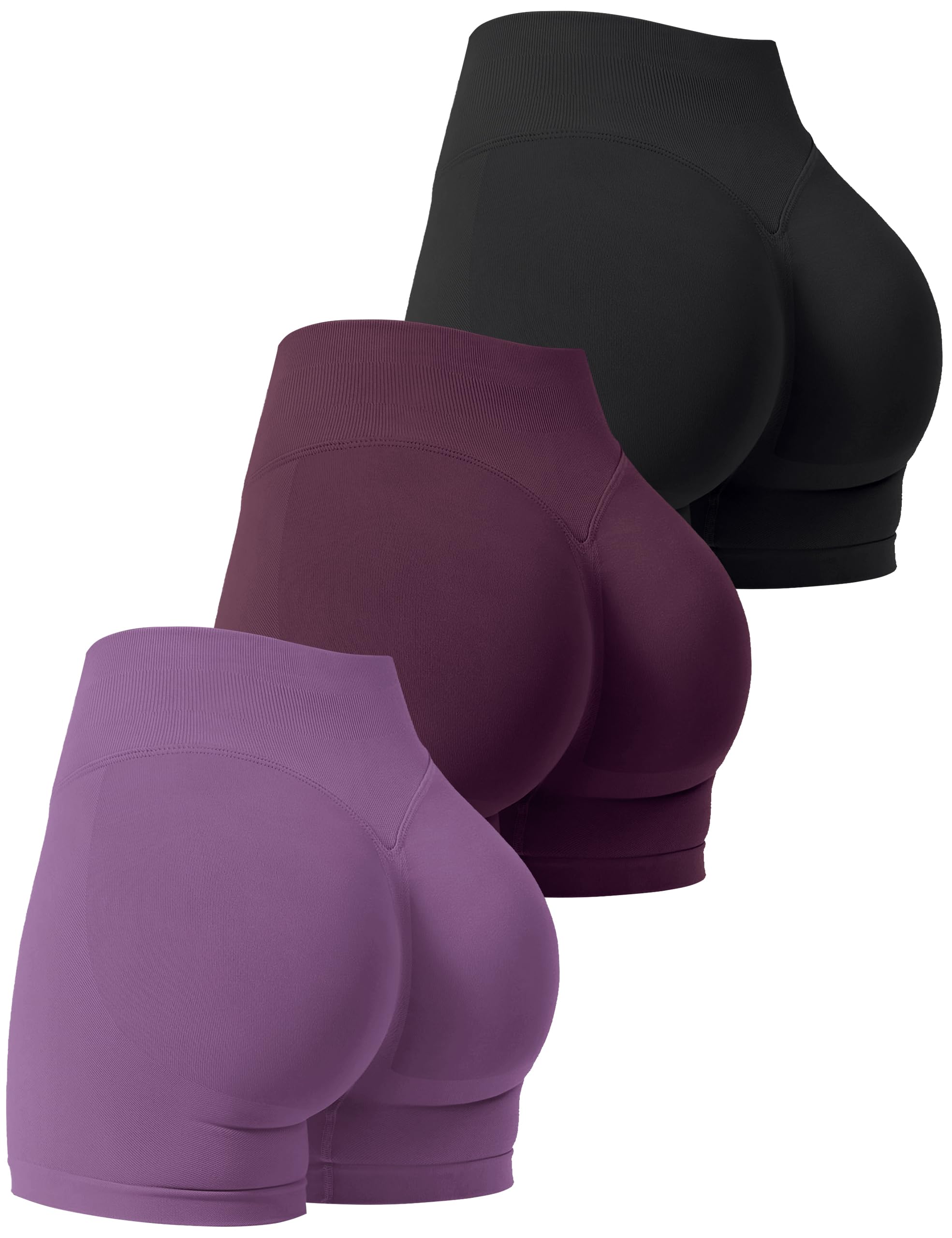 3 Pack Workout Gym Shorts Women Scrunch Butt Lifting Seamless High Waist Yoga Booty Shorts for Women