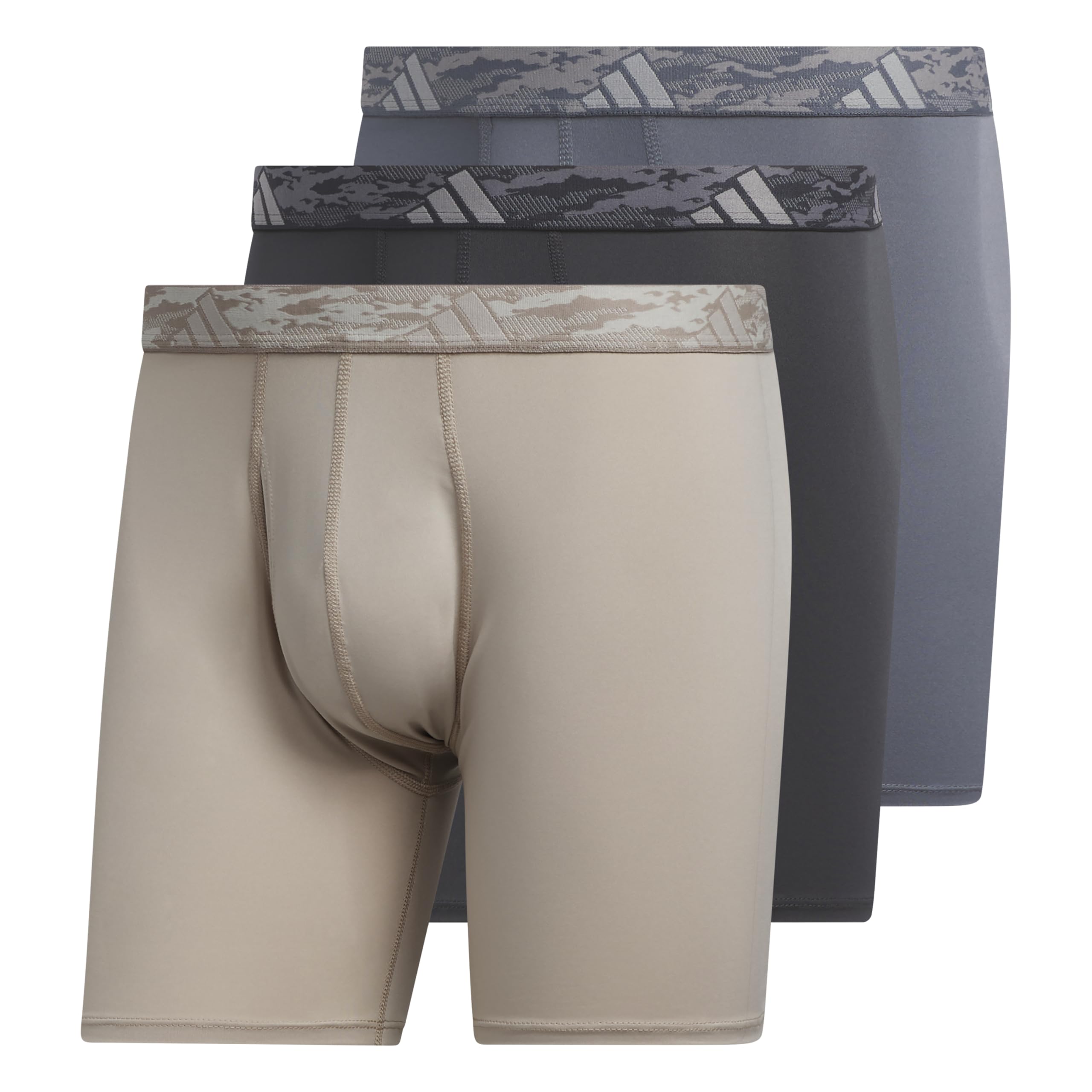 adidas Men's Microfiber Boxer Briefs (3-pack) performance Stretch Moisture-wicking Underwear