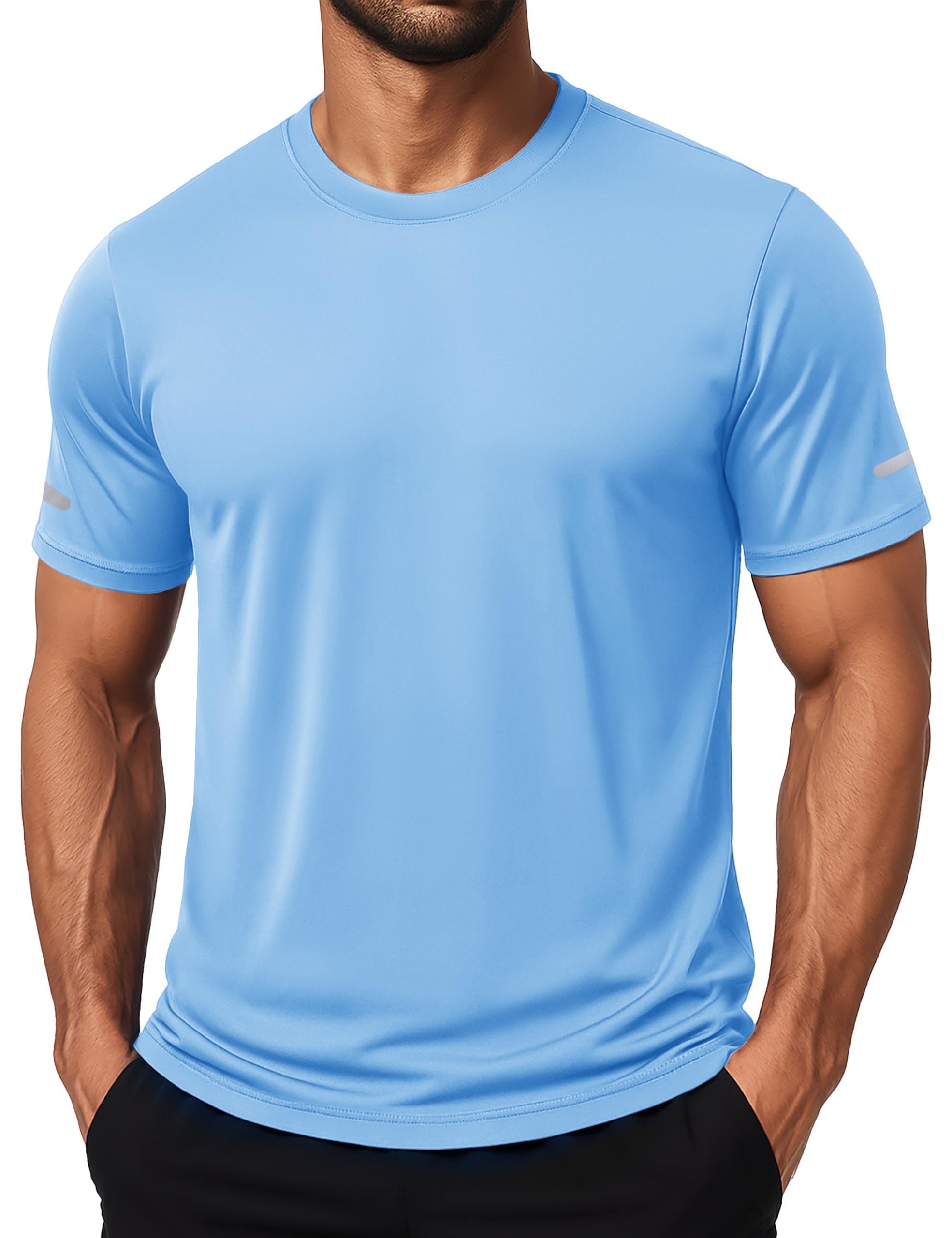 MAGCOMSEN Mens Workout Shirts Dry Fit Sun Protection Athletic Short Sleeve Shirt UPF 50+ Gym Running Swim Rash Guard Top