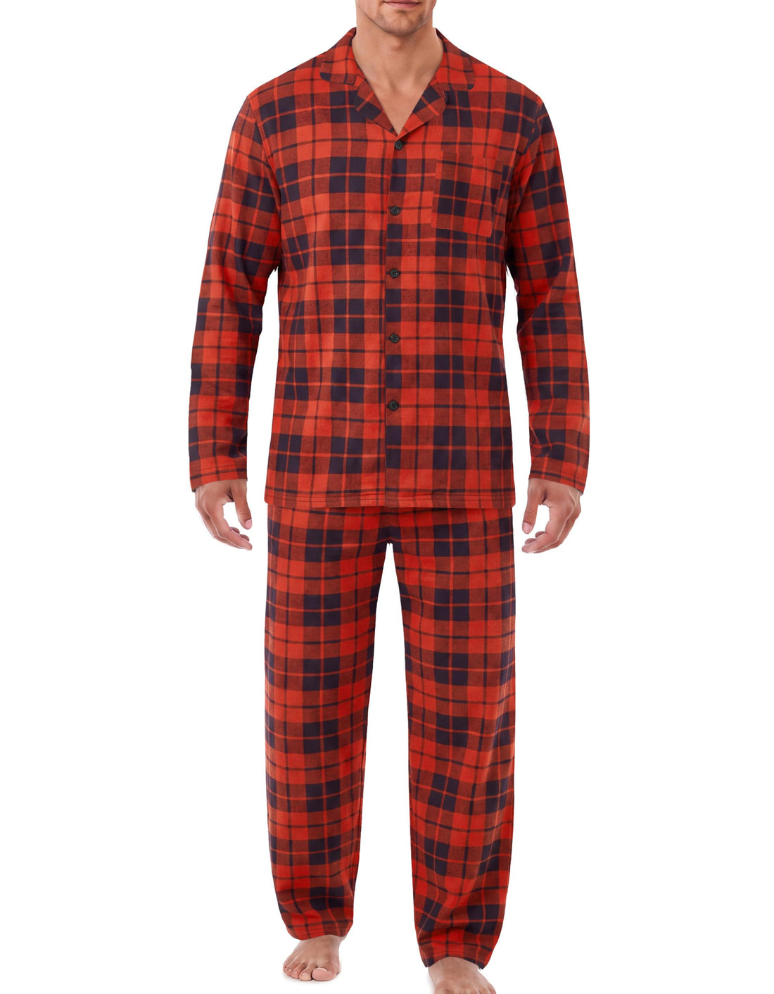 Ekouaer Mens Pajamas Set Long Sleeve Button Down Pjs Long Pants with Pocket