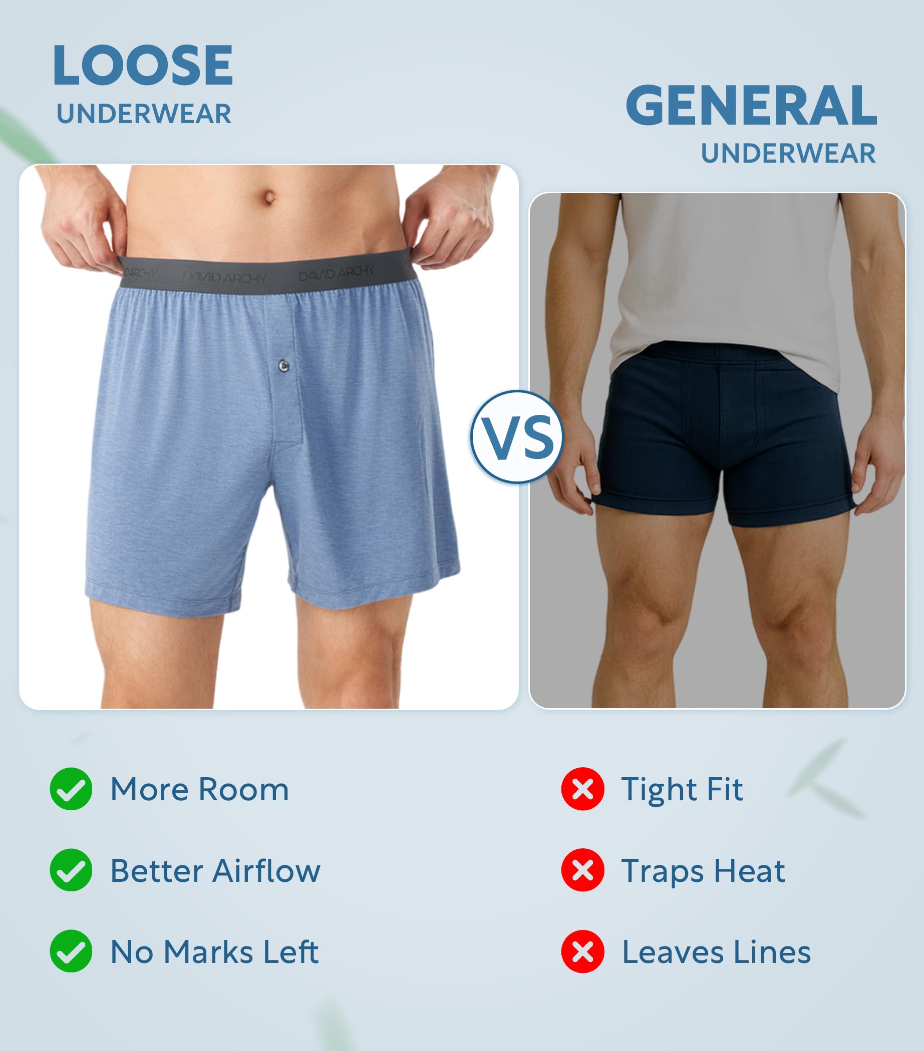 DAVID ARCHY Men's Bamboo Rayon Boxers Breathable Cooling Mens Boxer Shorts with Button Fly Relaxed Fit Underwear 3/4/5 Pack