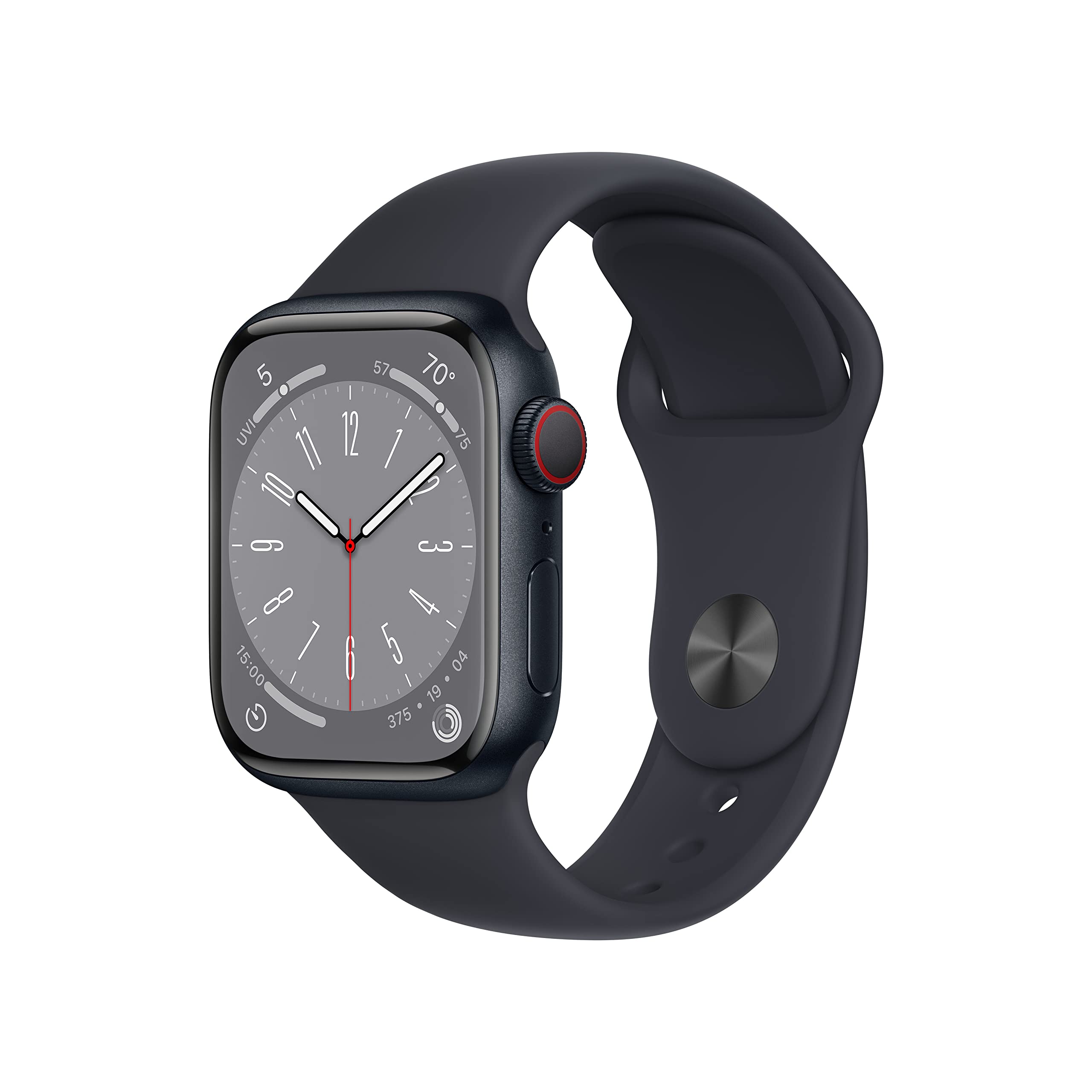 Apple Watch Series 8 [GPS, 45mm] - Midnight Aluminum Case with Midnight Sport Band, M/L (Renewed)