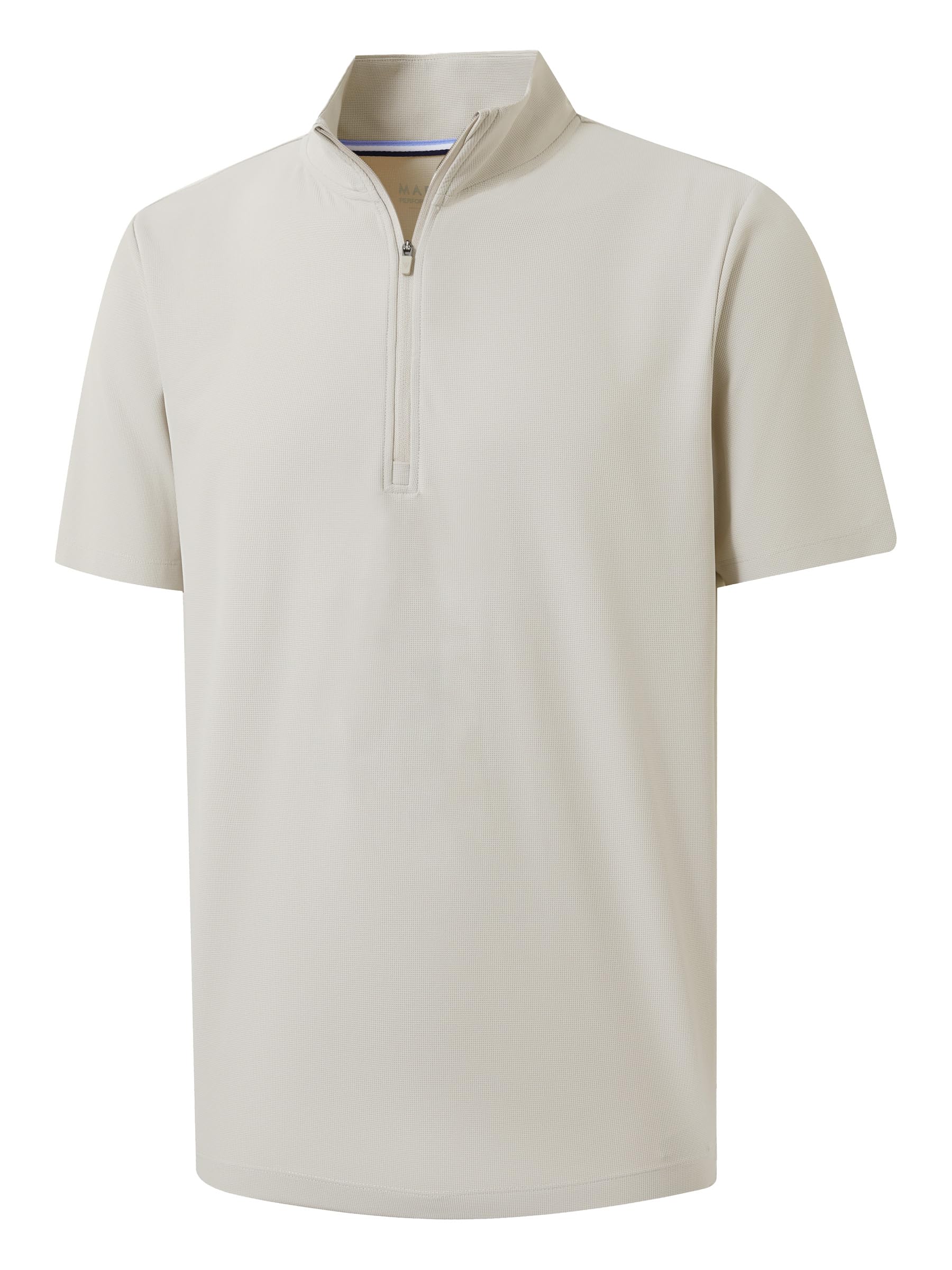 M MAELREG Golf Shirt for Men Zipper Waffle Texture Moisture Wicking Dry Fit Collared Lightweight Mens Polo Shirt Short Sleeve