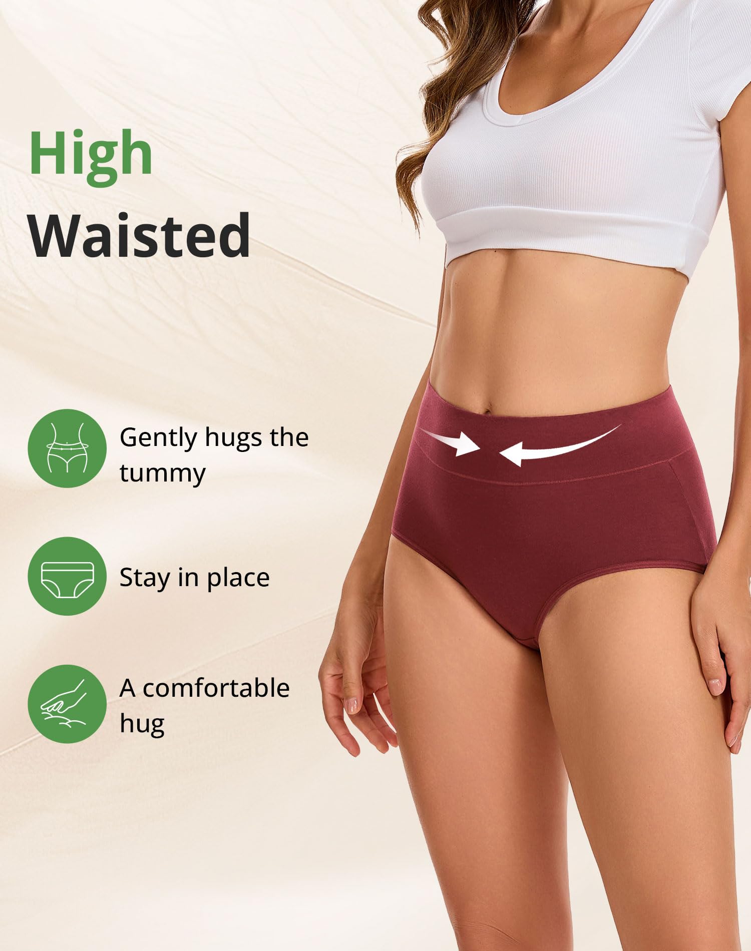 Women's Cotton Underwear High Waisted Briefs 5-Pack