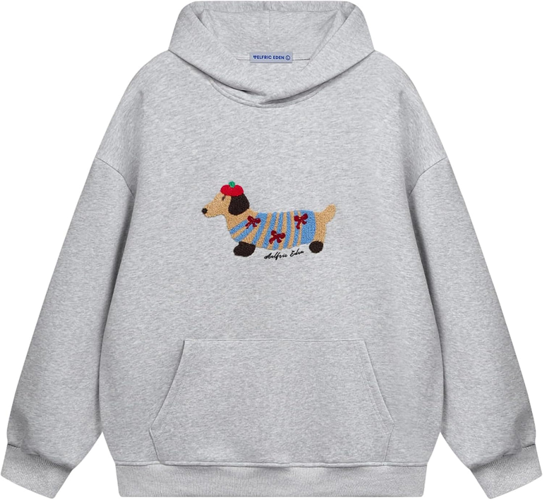 Aelfric Eden Cartoon Dog Hoodie Couple Hooded Sweatshirt Long Sleeve Pullover Oversized Hoodies 2026 Outfits