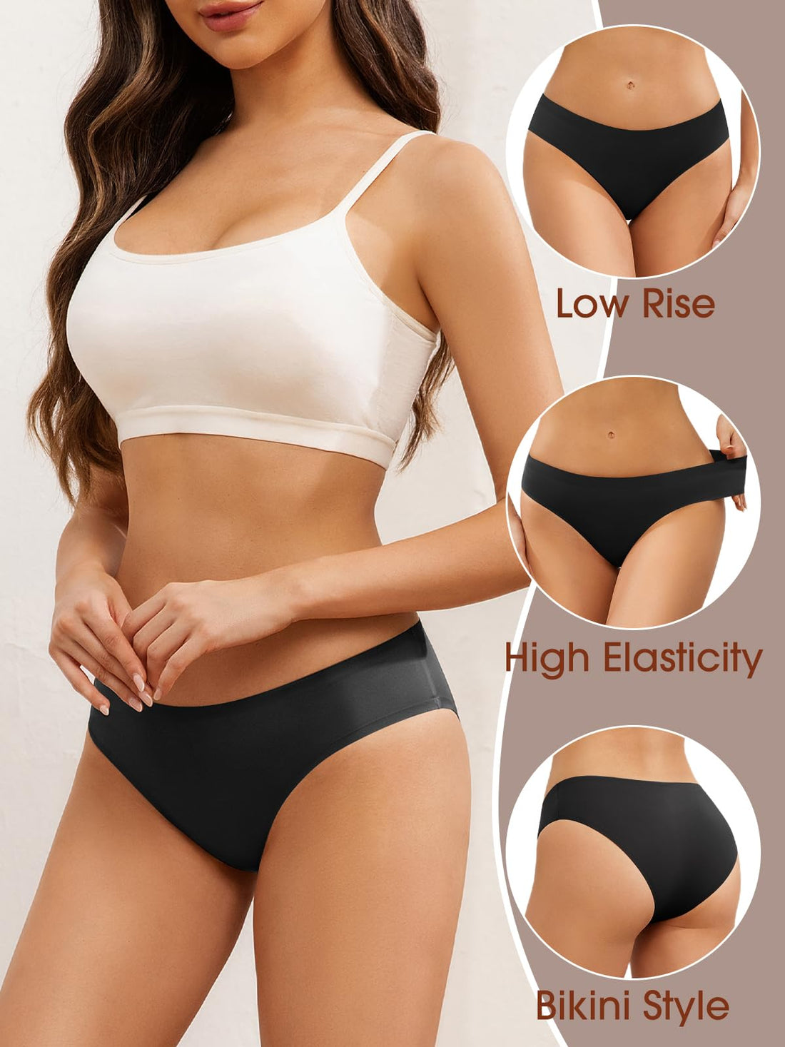 Seamless Underwear for Women No Show Hipster Bikini Panties Low Rise Cheeky Breathable Soft Invisible Briefs 6 Pack
