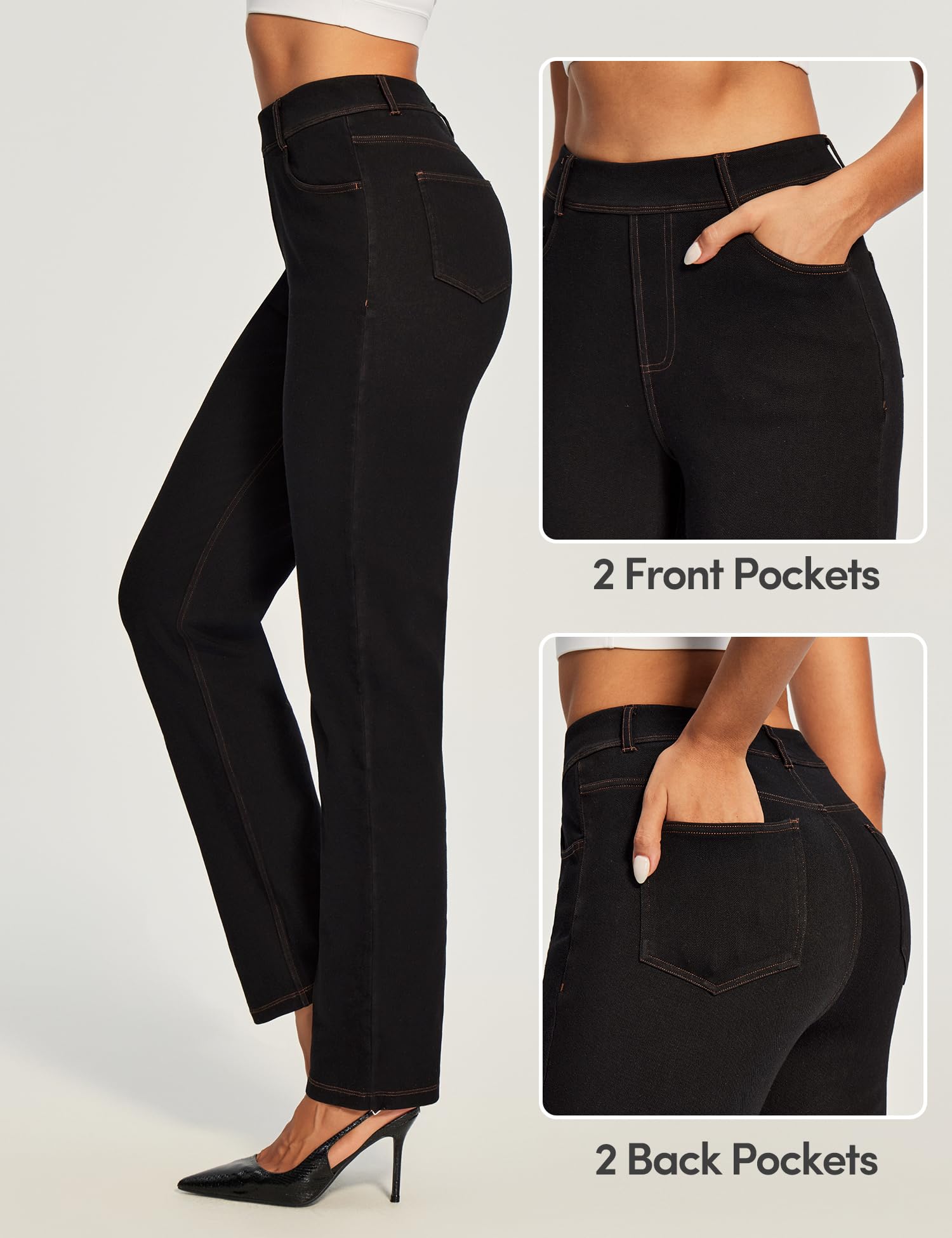 IUGA Straight Leg Jeans for Women Stretchy Pull On Sweatpant Jeans Women High Waisted Bootcut Jean Trendy Denim Pants