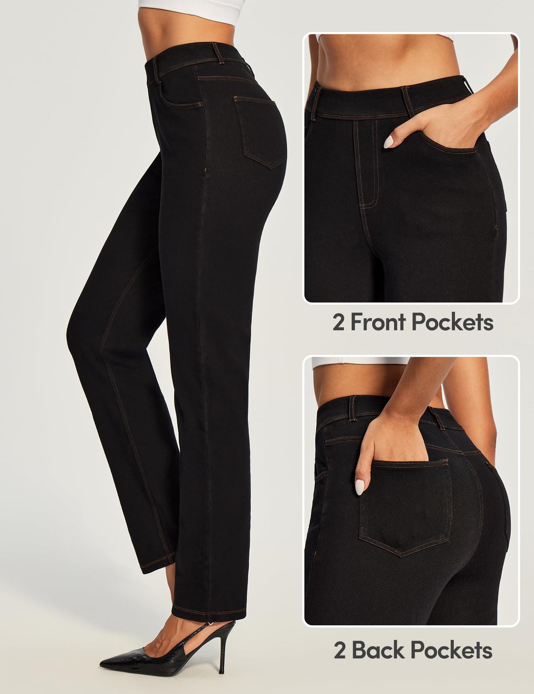 IUGA Straight Leg Jeans for Women Stretchy Pull On Sweatpant Jeans Women High Waisted Bootcut Jean Trendy Denim Pants