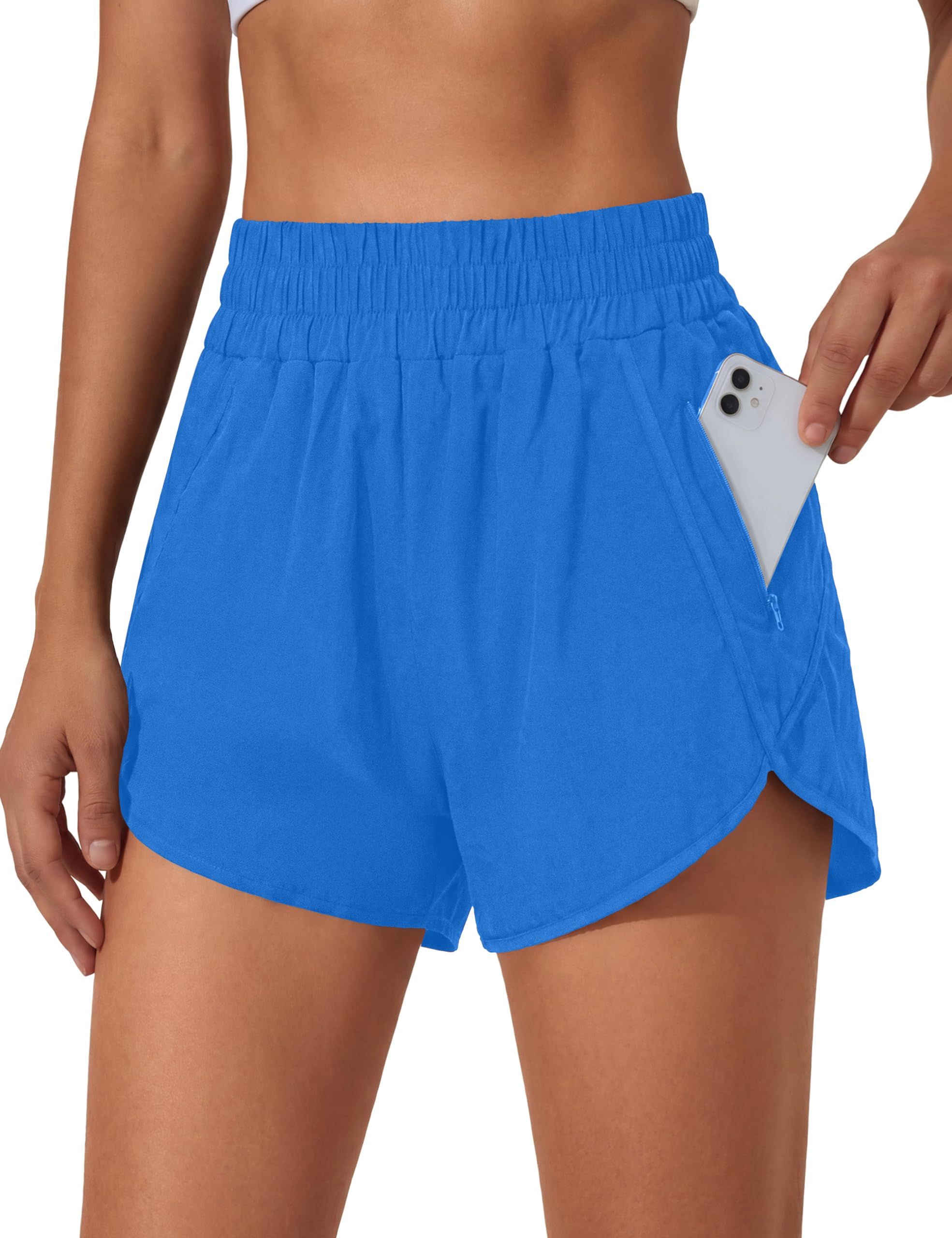 BMJL Women's Running Shorts Elastic High Waisted with Pockets, 2.5" Sporty Workout Quick Dry Athletic Shorts