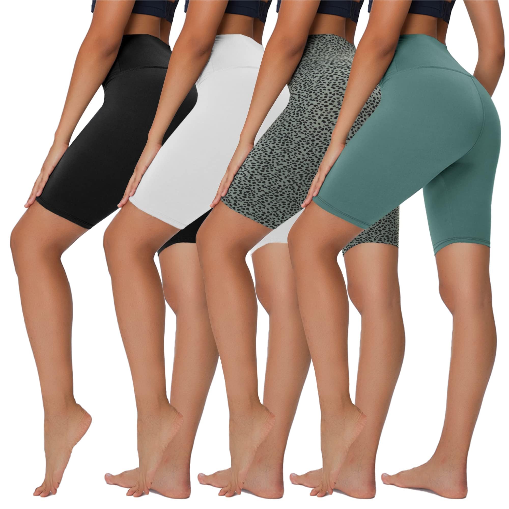 Sundwudu 4 Pack Biker Shorts for Women - 8”/3”/5” High Waist Tummy Control Summer Workout Shorts for Running Yoga Athletic