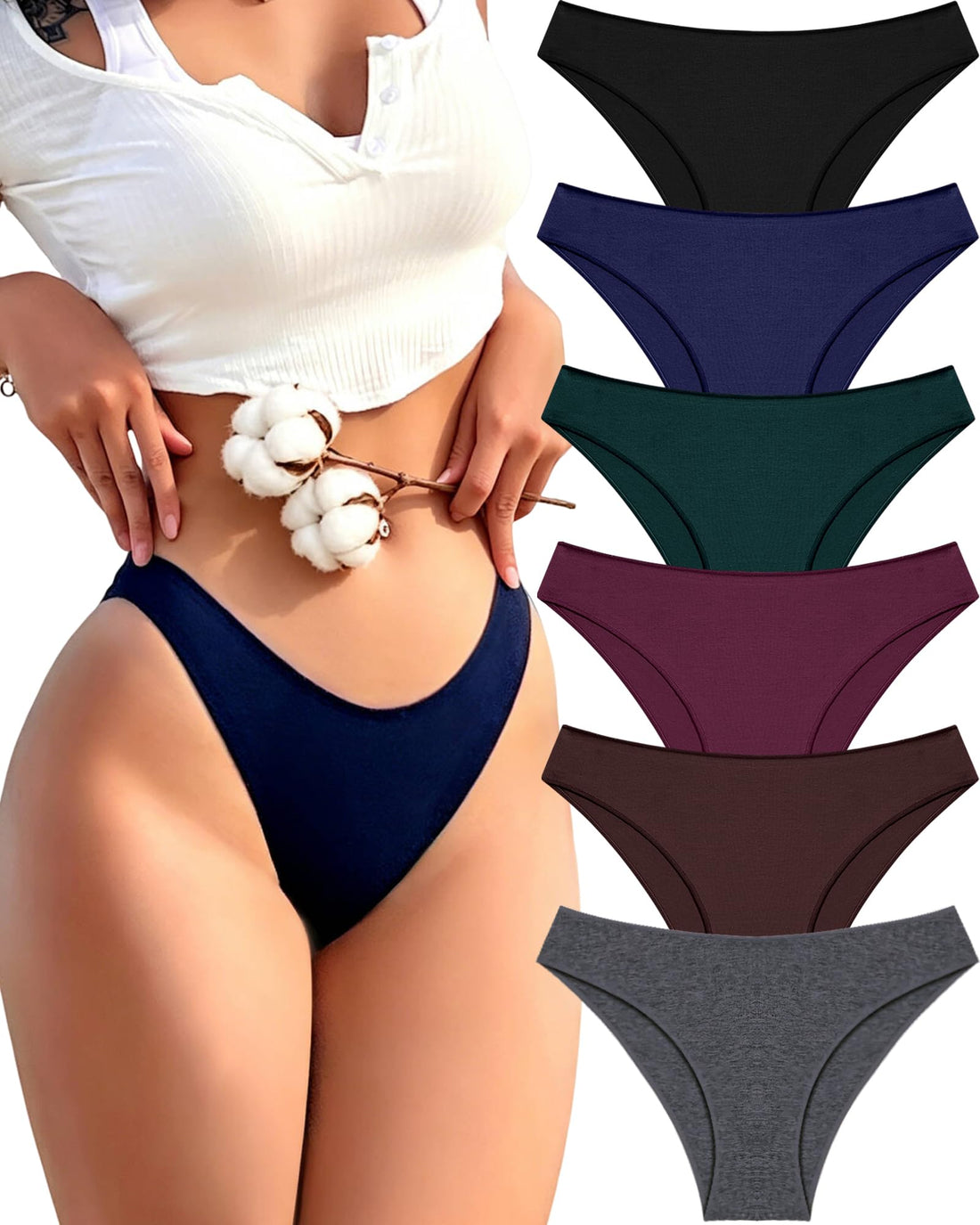 FINETOO Cotton Underwear for Women Sexy Cheeky Bikini Panties Lingerie