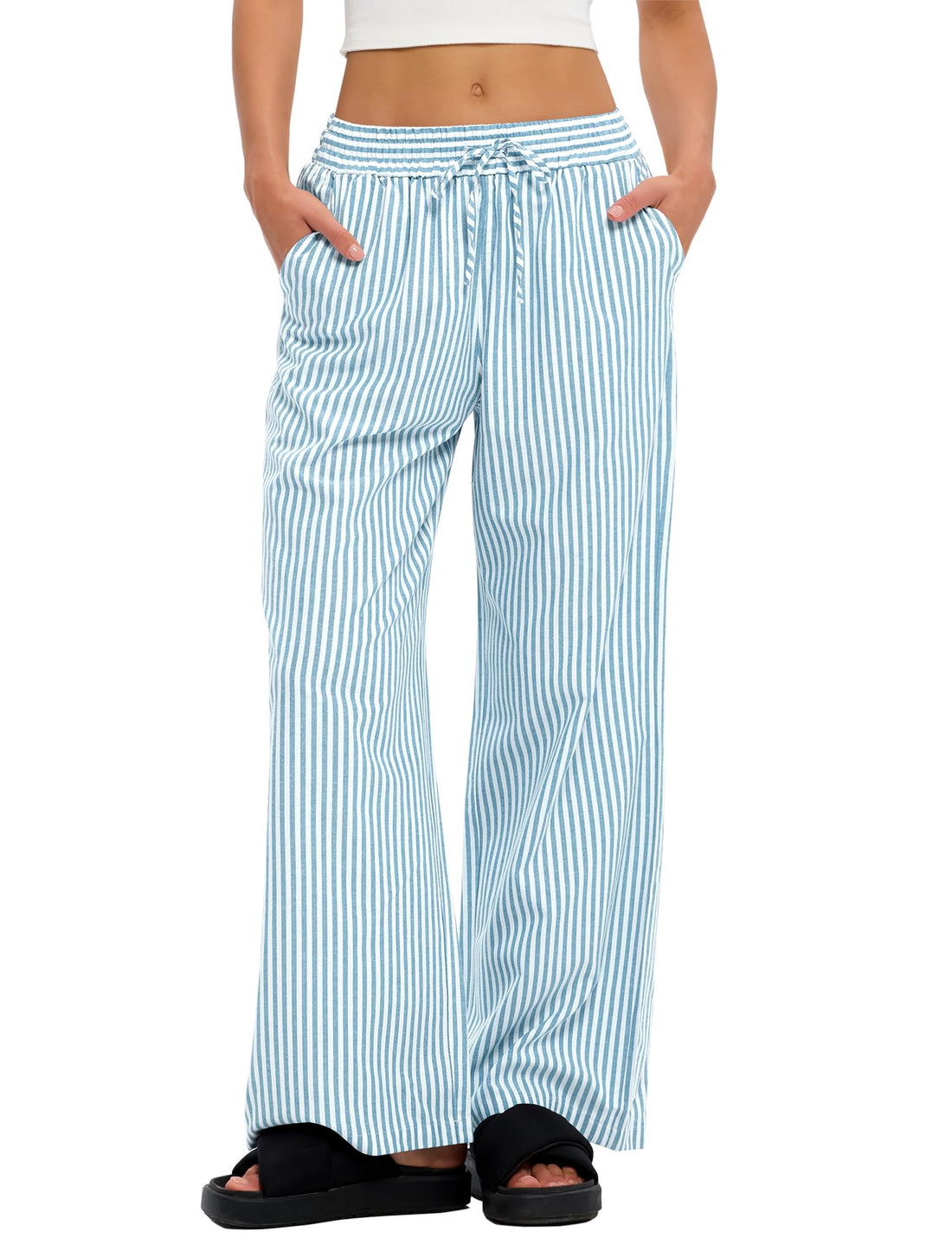 LOMON Striped Gingham Pants Women Summer Fall Pajamas Lounge Boxer Bottoms