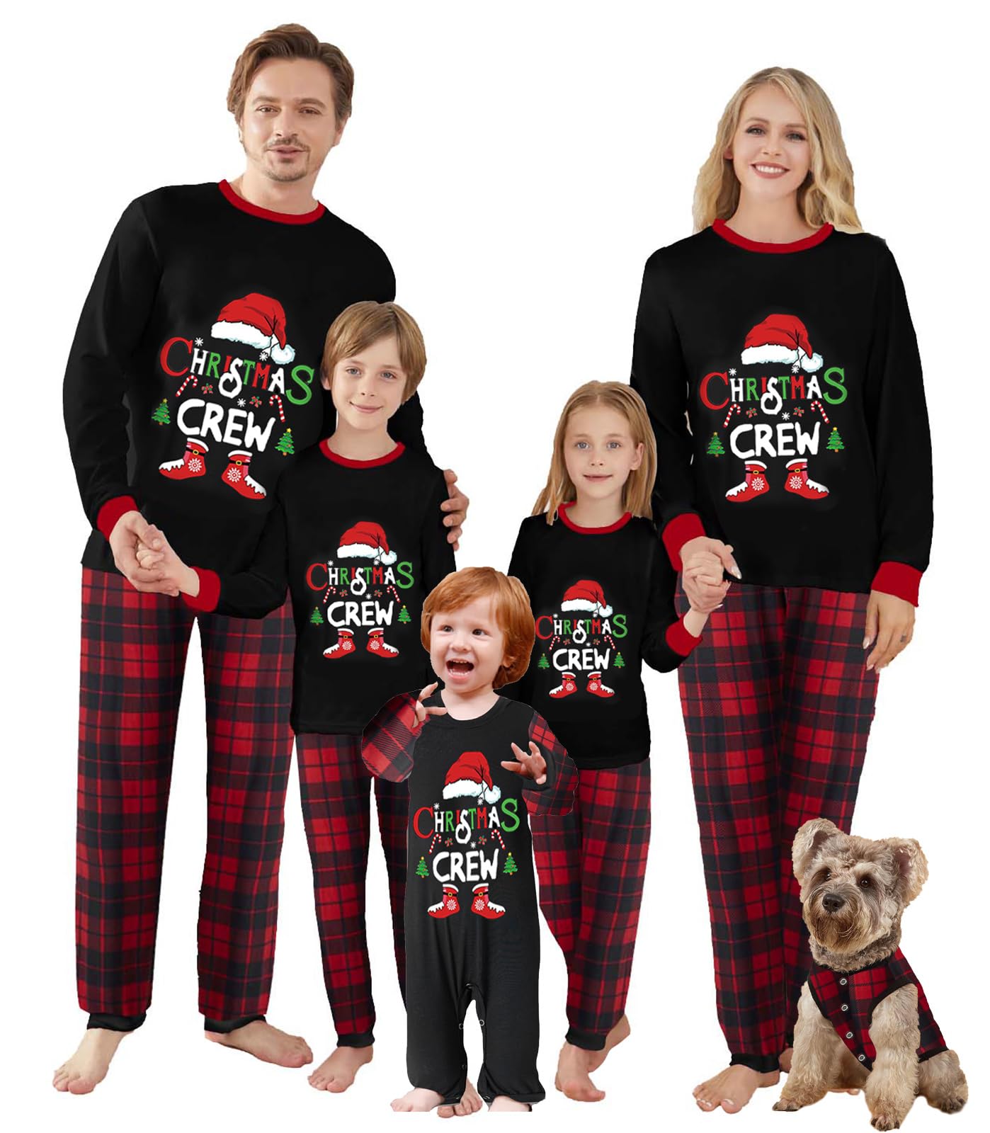 OAKFashion Christmas Family Pajamas Holiday Christma Pajama Family Matching Pjs Set Sleepwear Xmas Jammies