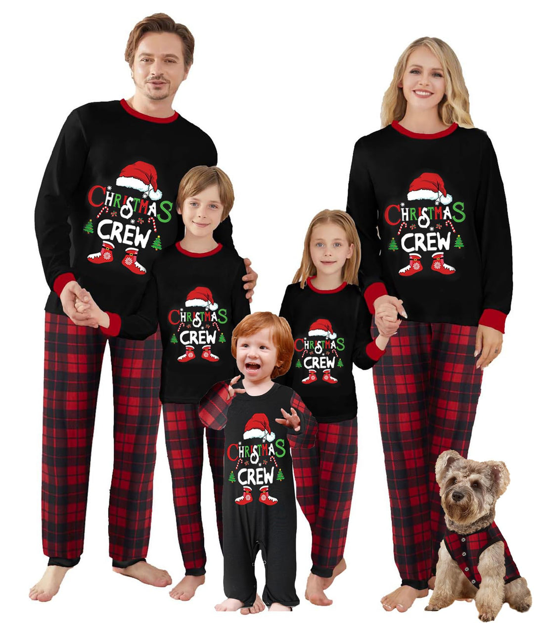 OAKFashion Christmas Family Pajamas Holiday Christma Pajama Family Matching Pjs Set Sleepwear Xmas Jammies