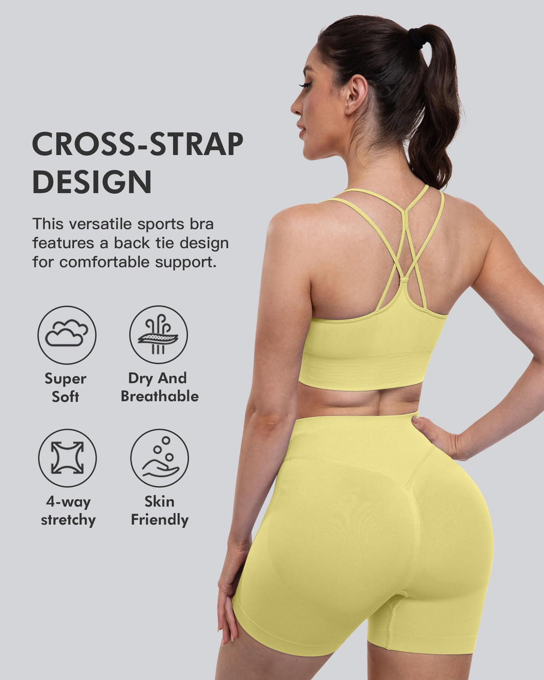 CHRLEISURE Sports Bras for Women, 4 Packs Padded High Support Workout Yoga Seamless Criss-Cross Racerback Bras