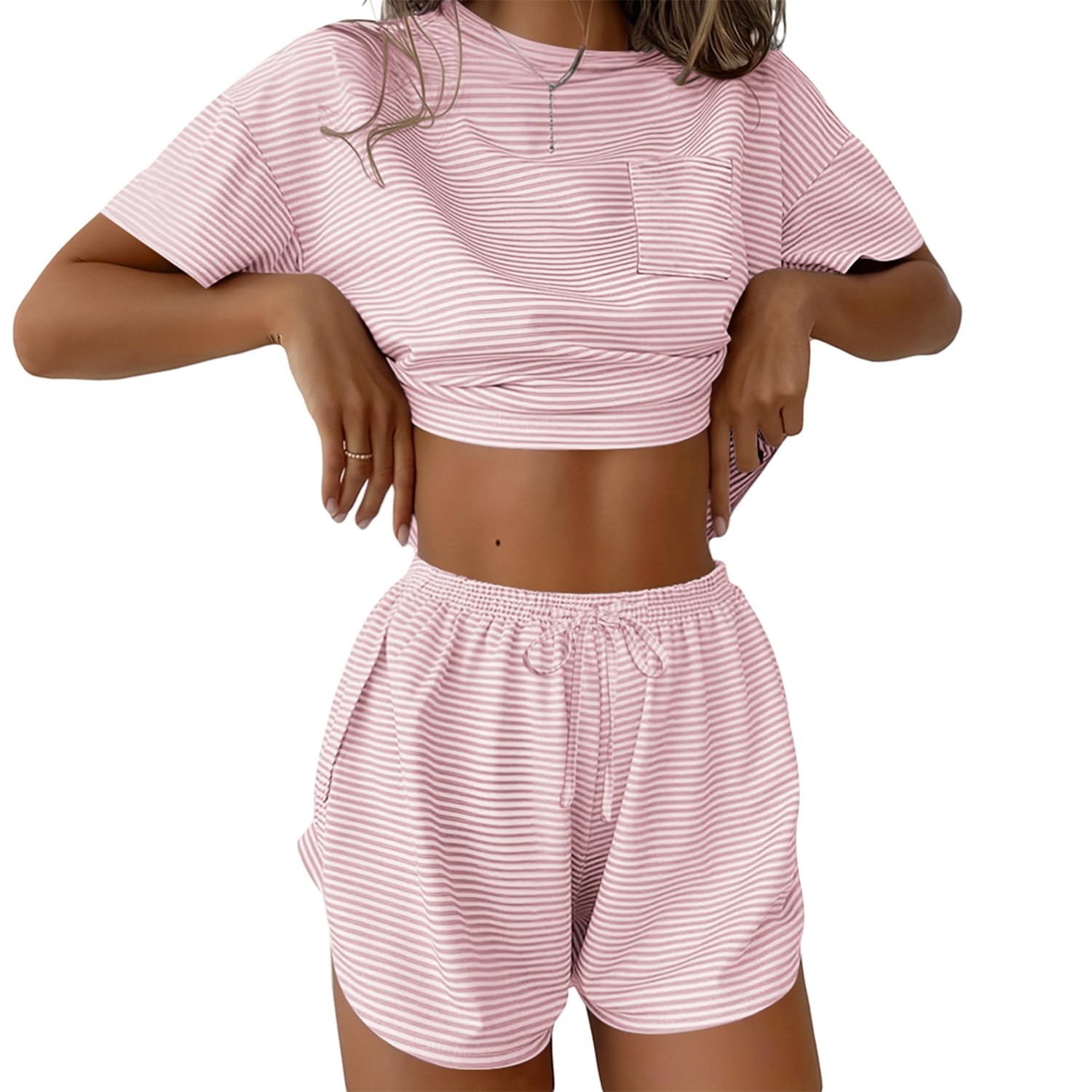 Ekouaer Womens Pajama Sets Sexy Lounge Sets Side Split Short Pj Sets