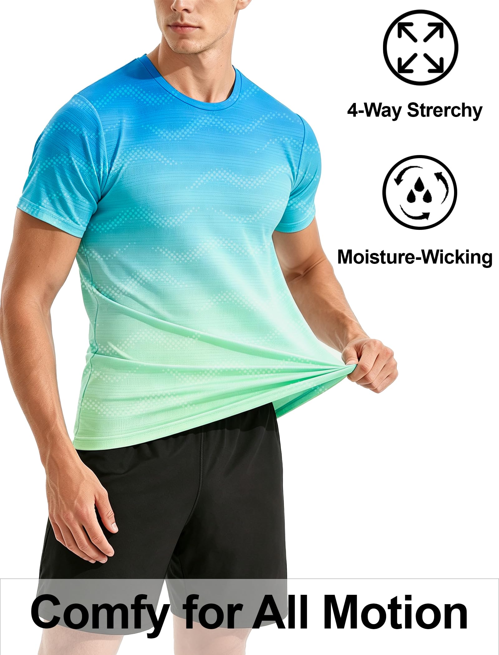 APTRO Mens Dry Fit Workout Shirts Quick Dry Performance Gym T Shirts for Men Athletic Running Training Top