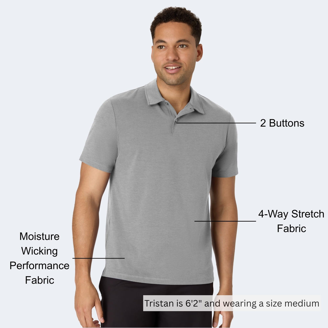 Hanes Men's Moves Performance Polo, Short Sleeve Polo Shirt for Men, Moisture-Wicking