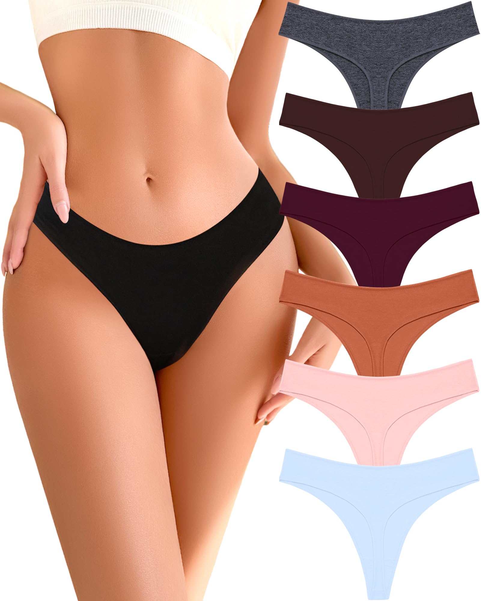 READY TO LOVE Cotton Underwear for Women Pack Breathable Thongs for Women Sexy Stretch Soft Womens Panties Thong XS-XL