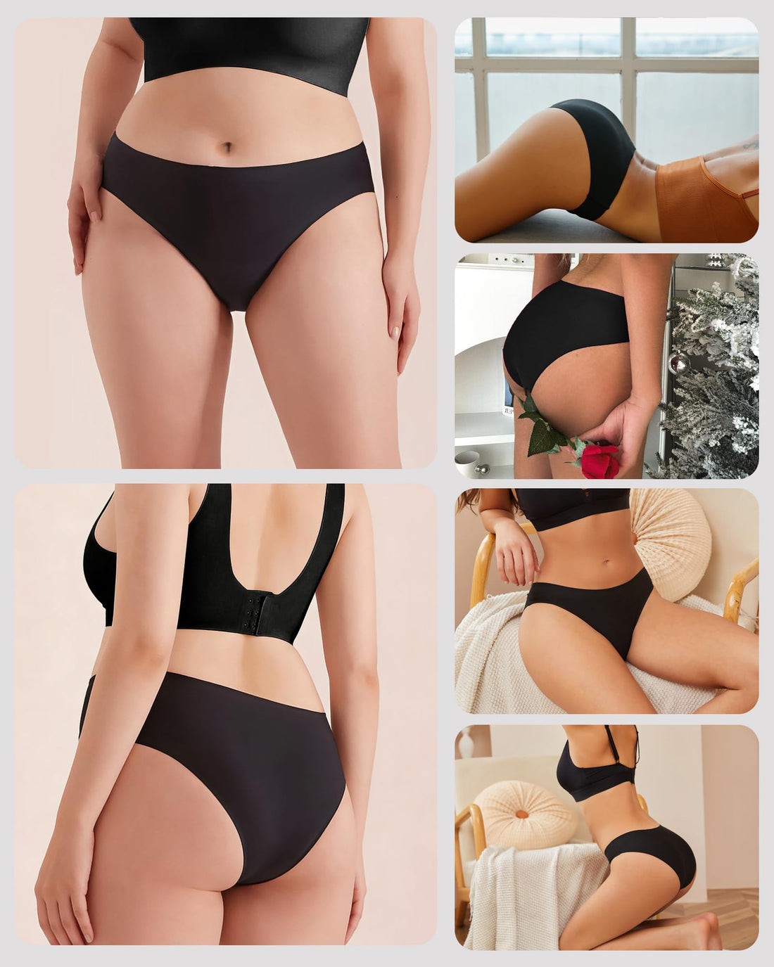 FINETOO 6 Pack Women’s Seamless Hipster Underwear No Show Panties Invisibles Briefs Soft Stretch Bikini Underwears XS-XL
