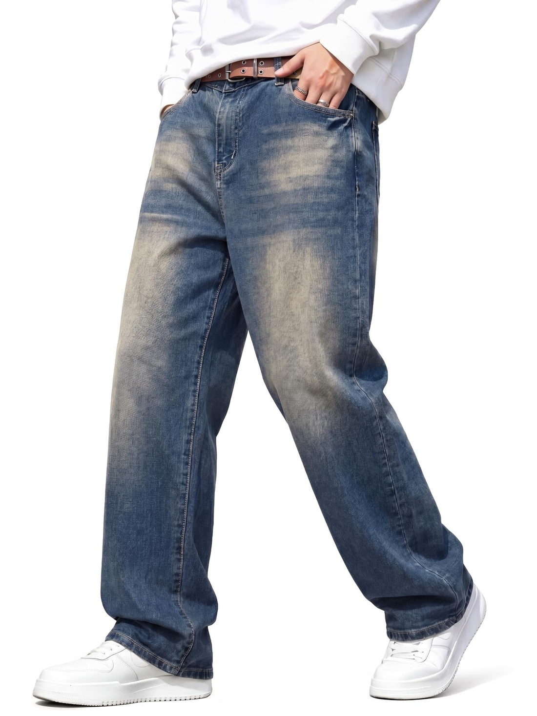 JMIERR Men's Tapered Baggy Jeans - Loose Fit Wide Leg Denim Pants | Vintage Relaxed Loose Fit, Stretch, Wide Leg, Skater Streetwear, 5 Pockets, Casual Carpenter Jean, Hip Hop,Loose Fit,Outfit
