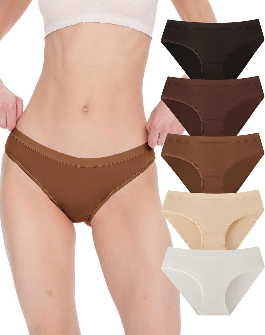 BAMBOO COOL Womens Underwear Bikini Underpants Hipster Ladies Panties Soft Stretch Breathable Panties for Women, 5-Pack