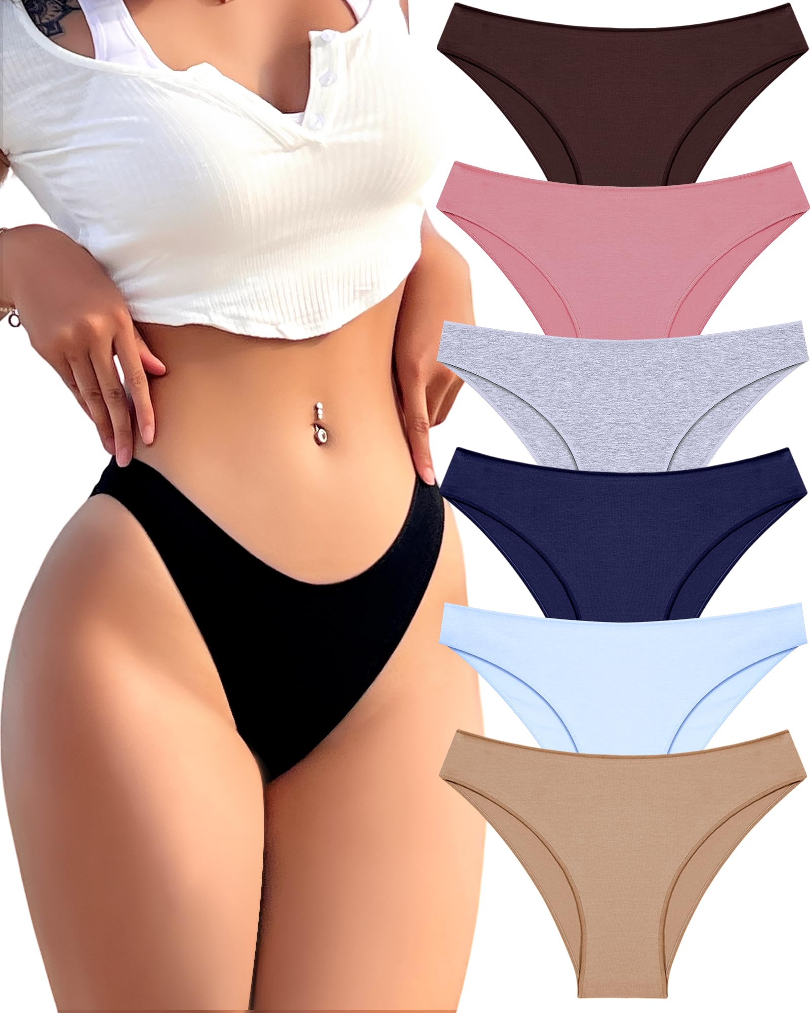 FINETOO Cotton Underwear for Women Sexy Cheeky Bikini Panties Lingerie
