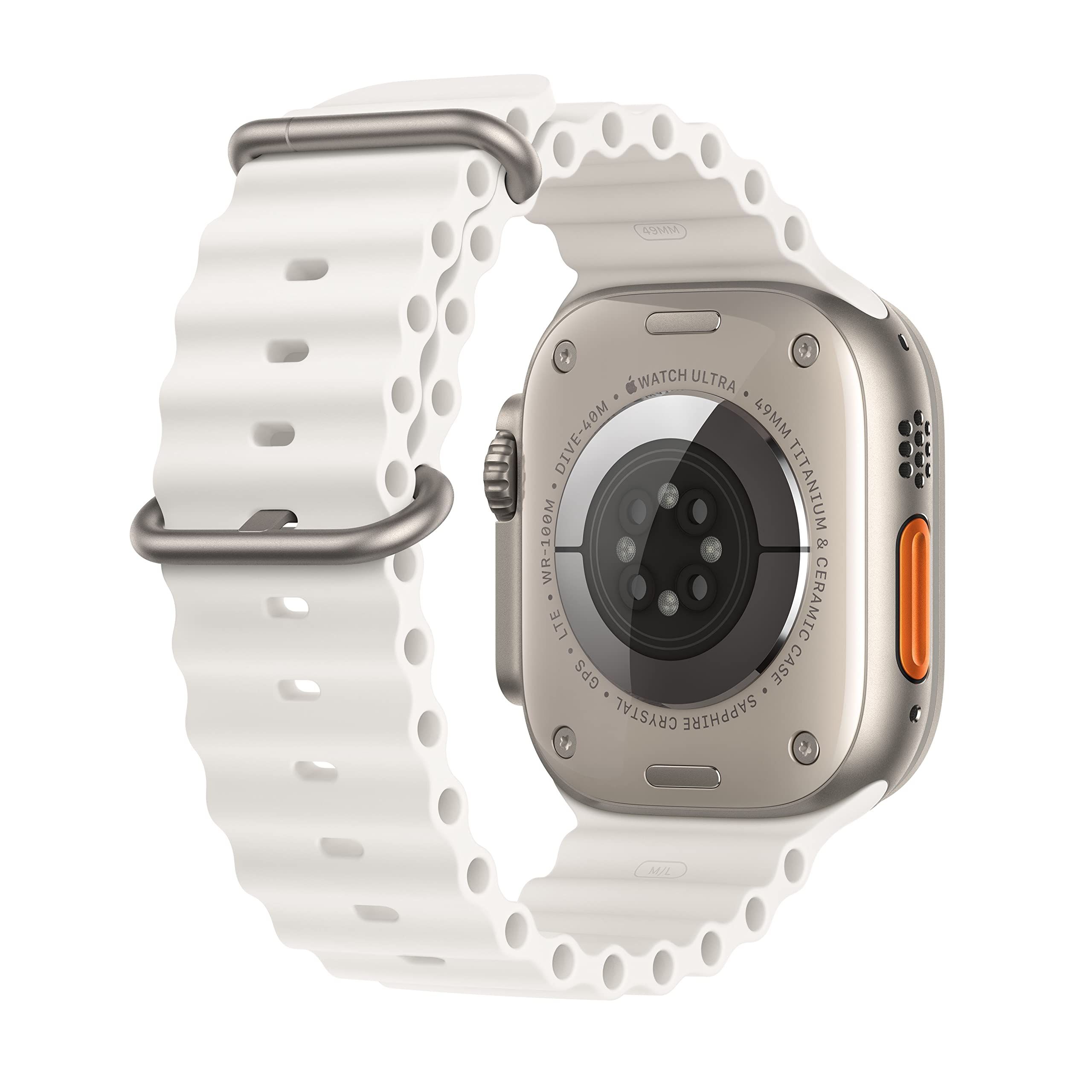 Apple Watch Ultra [GPS + Cellular 49mm] Titanium Case with Midnight Ocean Band, One Size (Renewed)
