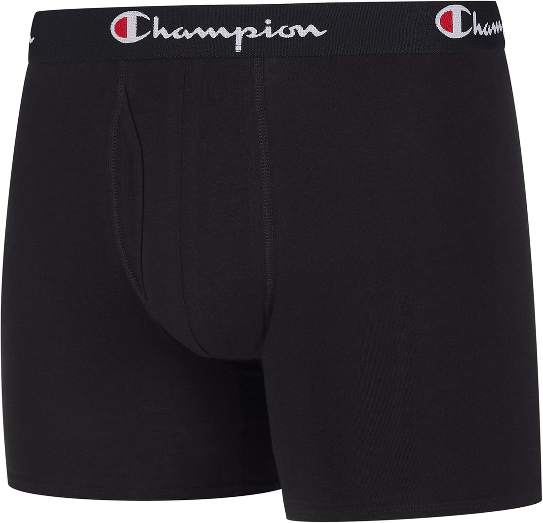 Champion Men's Everyday Cotton Stretch 5 Pack Boxer Briefs, Total Support Pouch, Moisture-Wicking, No Ride-up Fit